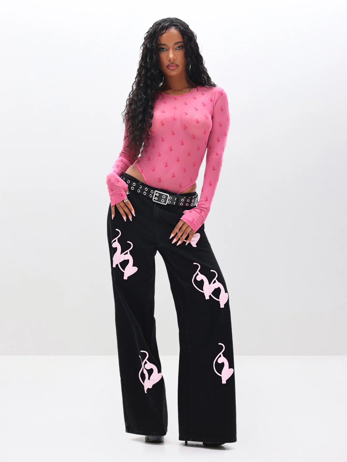 Baggy Fit Jeans with Applique - Image 3