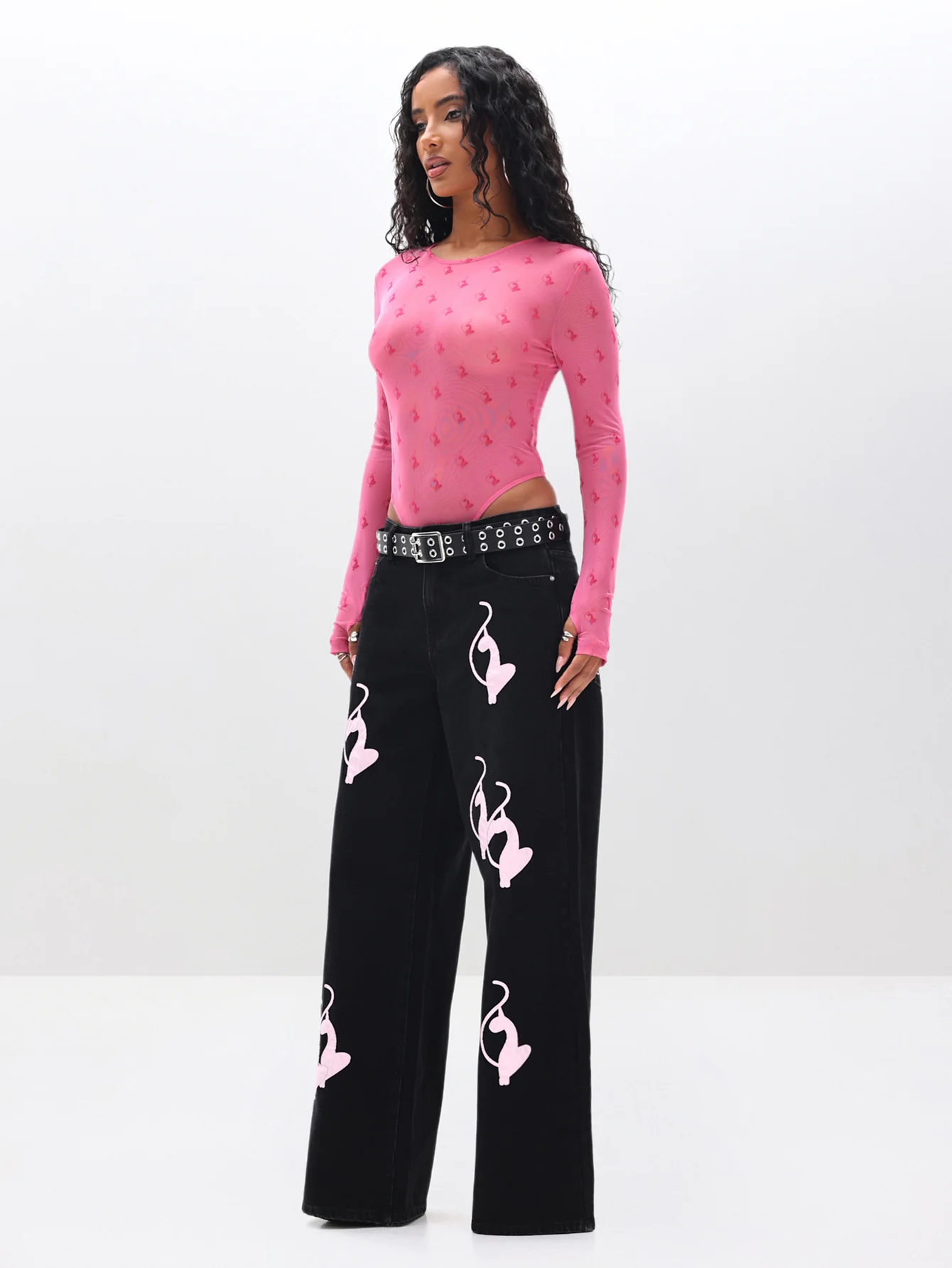 Baggy Fit Jeans with Applique - Image 4