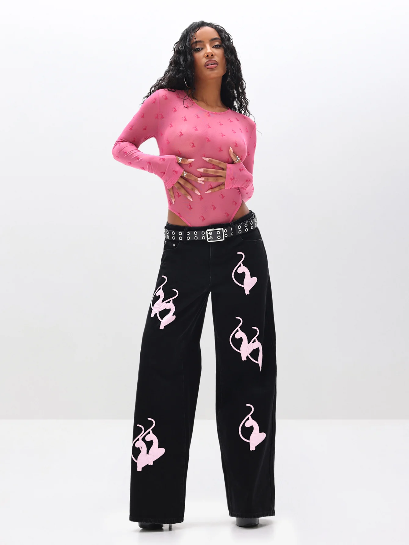 Baggy Fit Jeans with Applique - Image 5