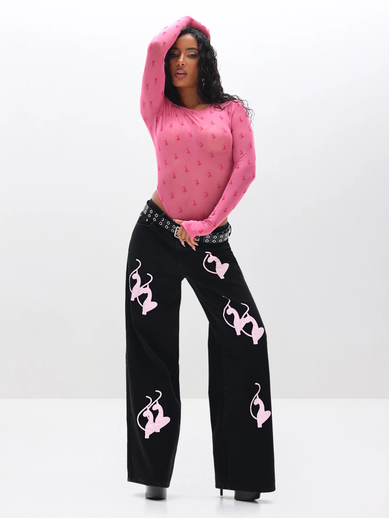 Baggy Fit Jeans with Applique - Image 6