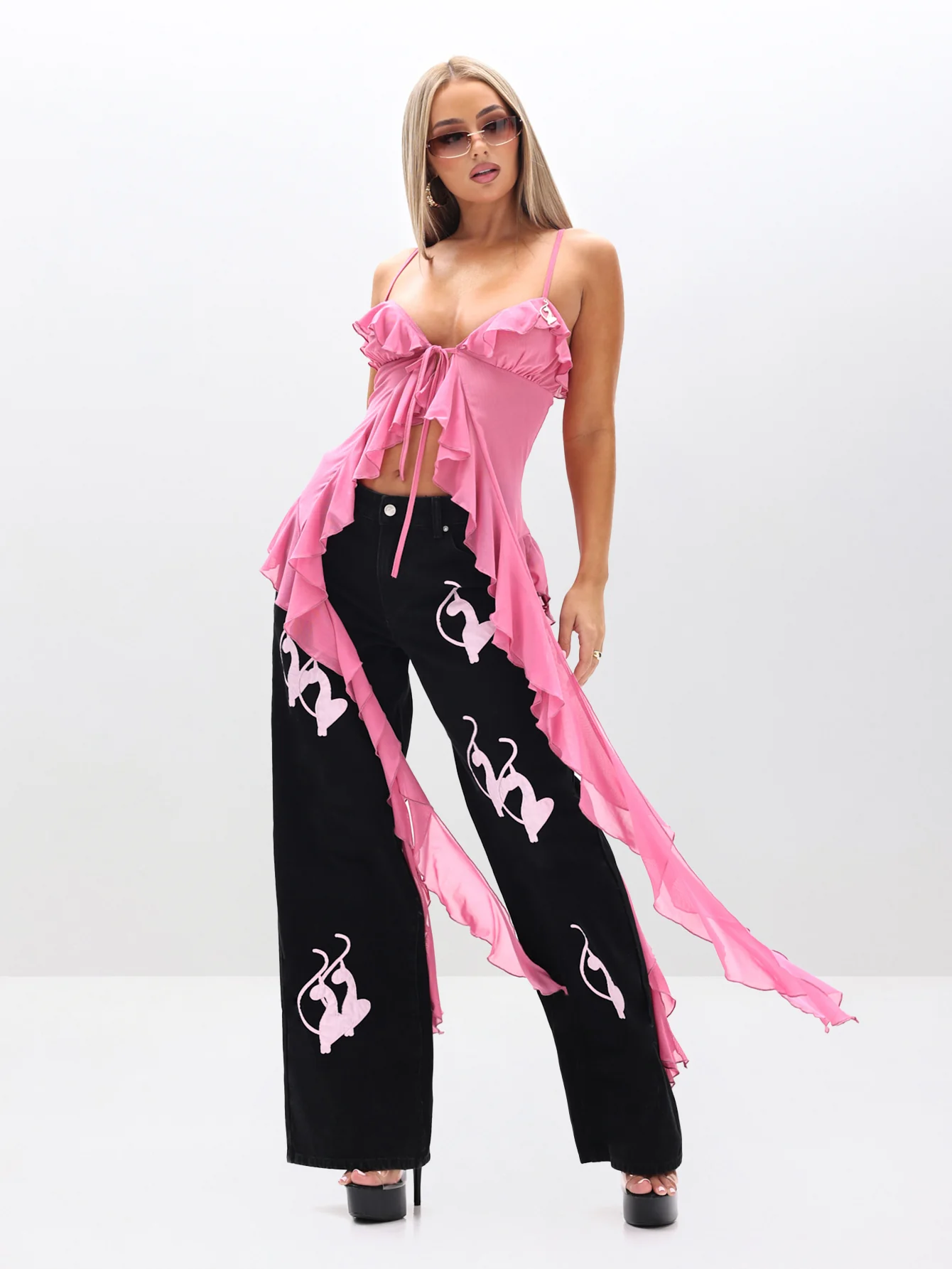 Cami Mesh Waterfall Ruffle Top - Image 5