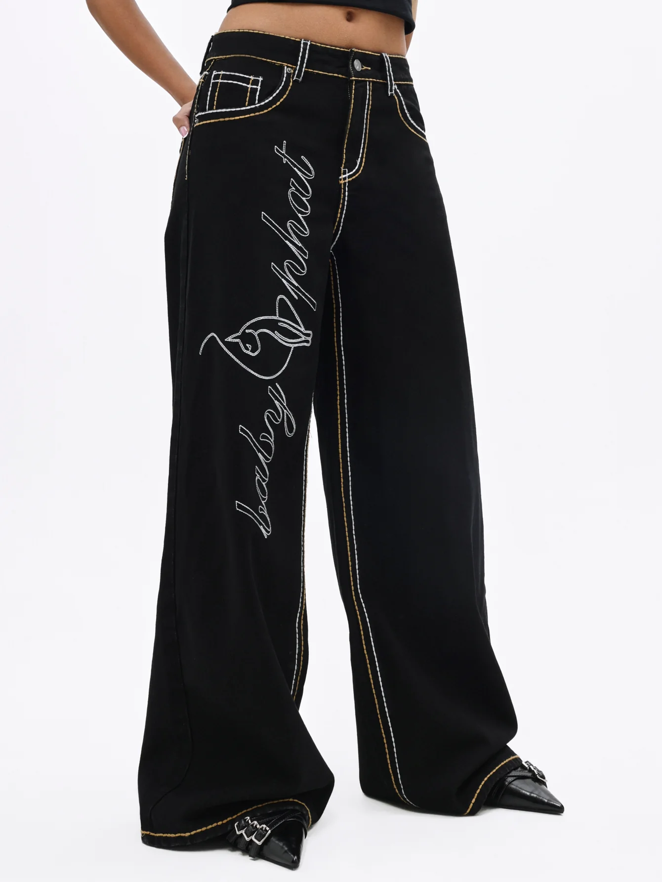 Contrast Logo Baggy Jean - Image 4