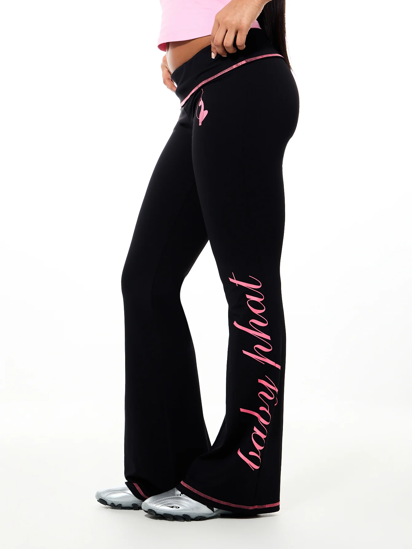 Contrast Logo Foldover Flare Legging
