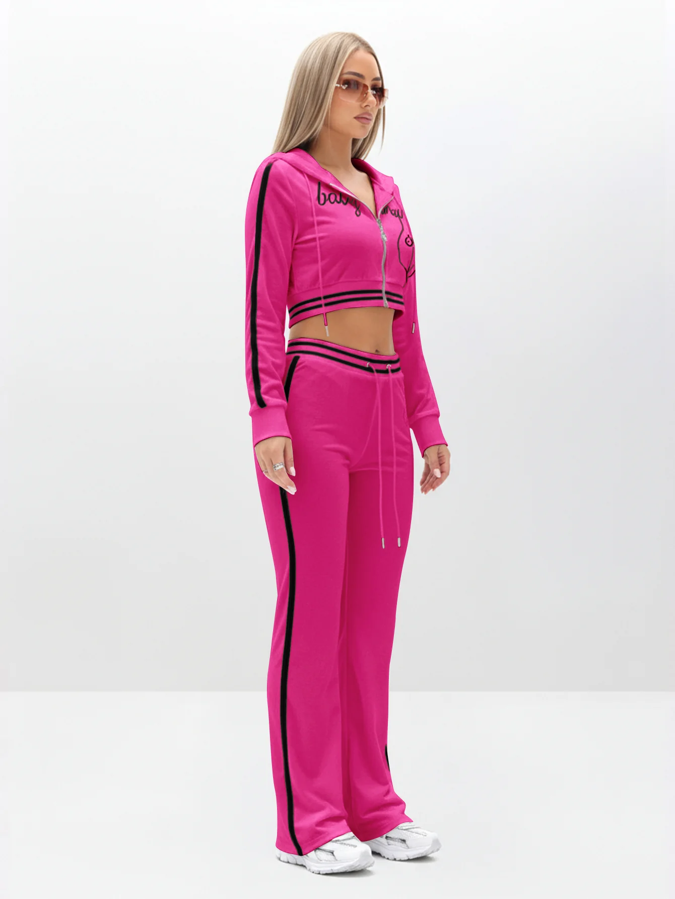 Cropped Velour Zip Up Sweatshirt - Image 4
