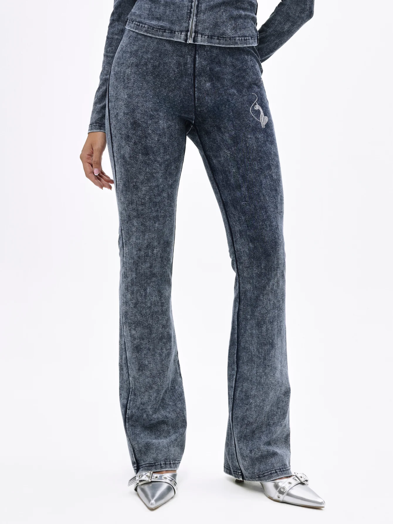 Denim Wash Jersey Flare Leggings - Image 4