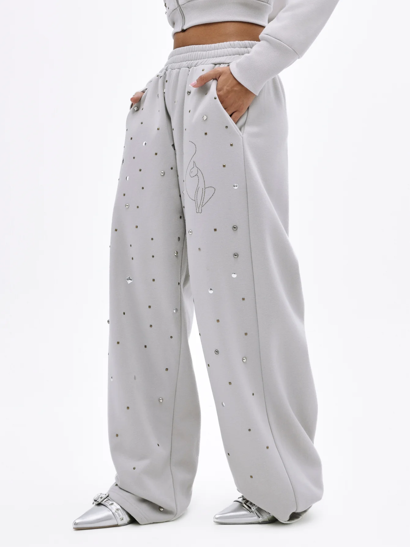 Embellished Studded Sweatpants - Image 4