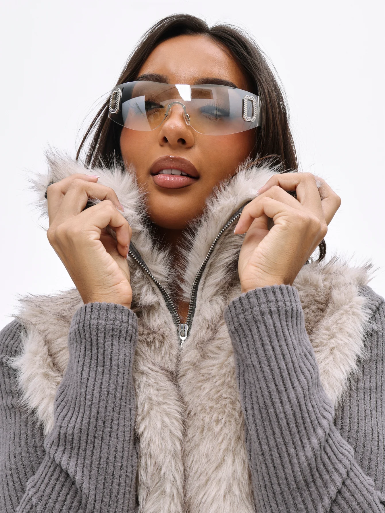 Faux Fur Ribbed Zip Up - Image 5