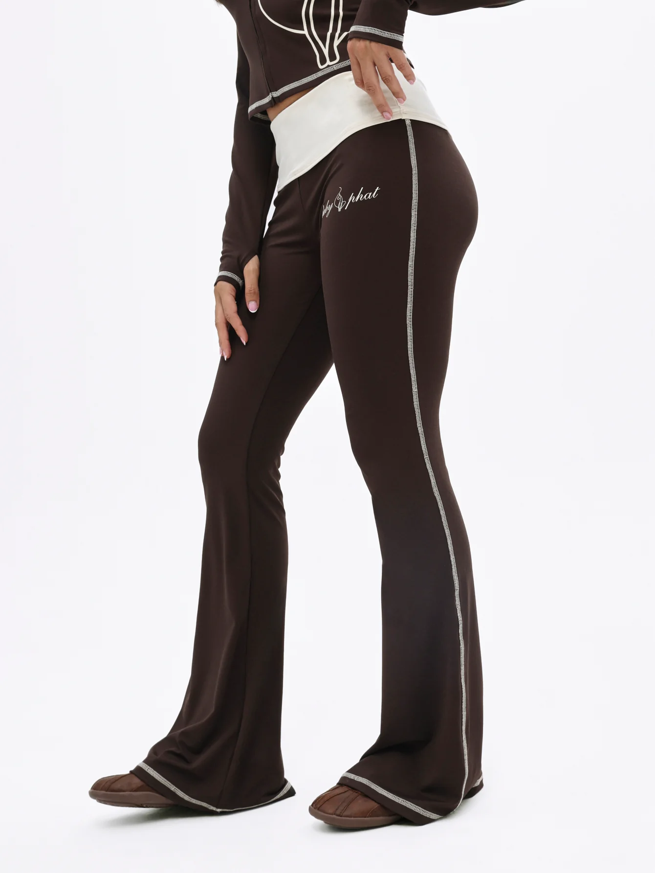 Foldover Flare Legging with Contrast Stitching - Image 4