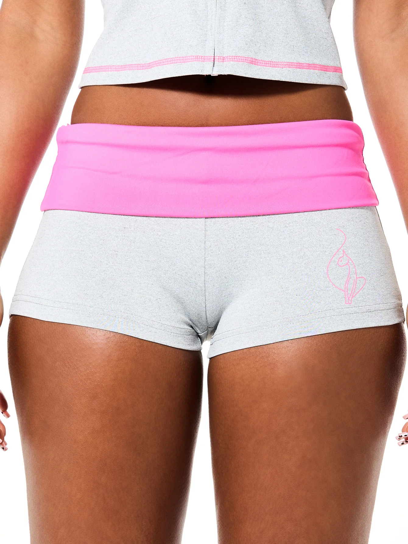 Foldover Micro Short with Contrast Waistband - Image 2