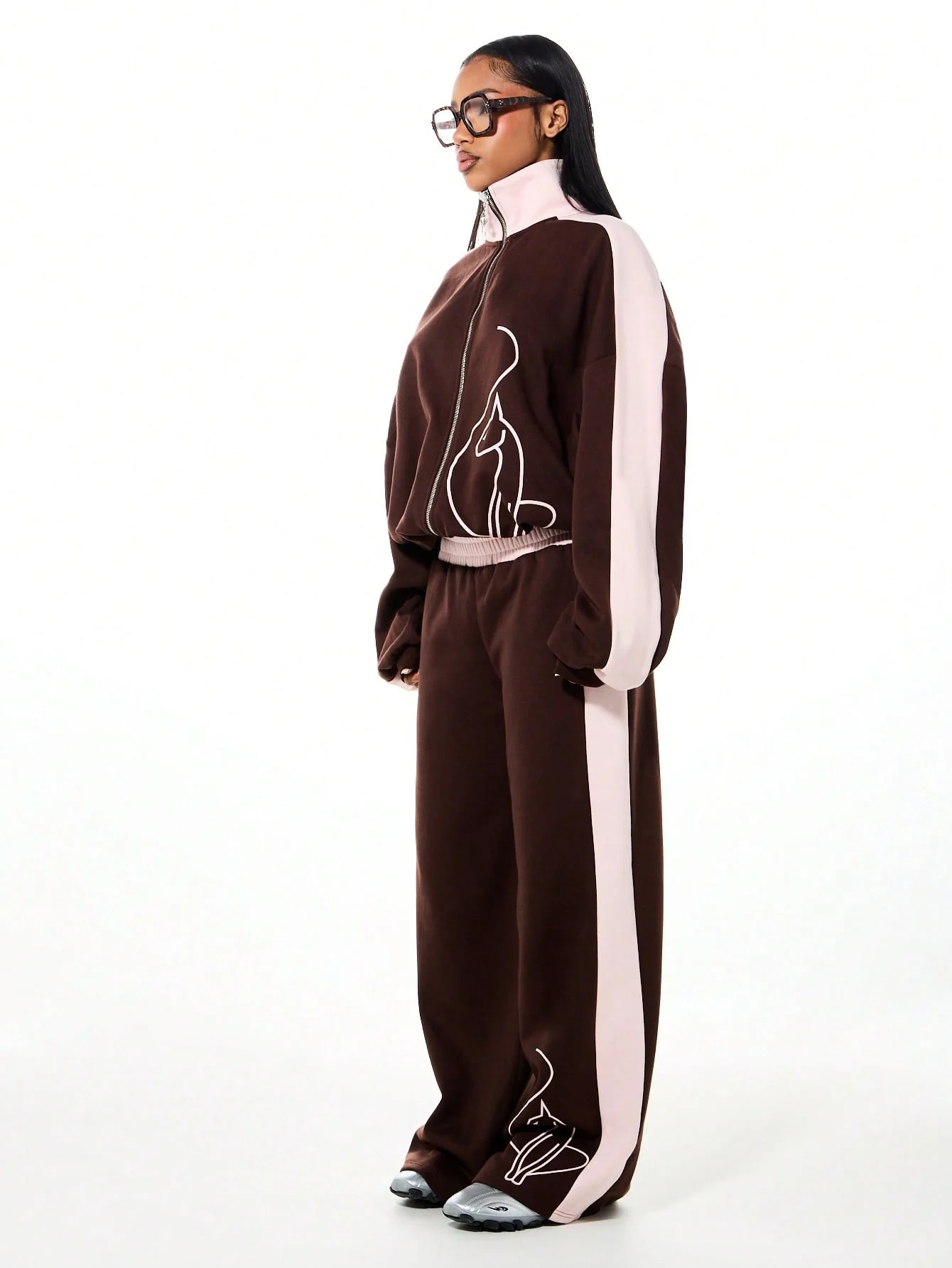 Funnel Neck Color Block Zip Up Sweatshirt - Image 6