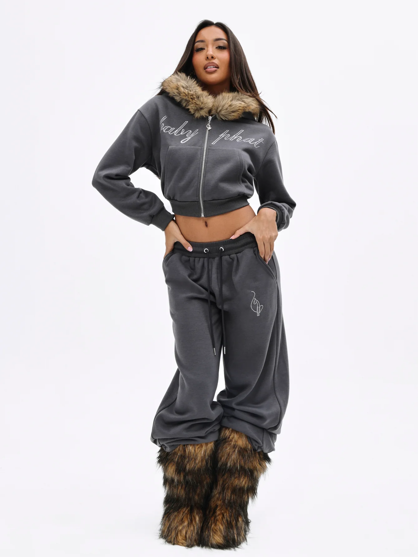 Fur Trim Zip Up Hoodie - Image 7