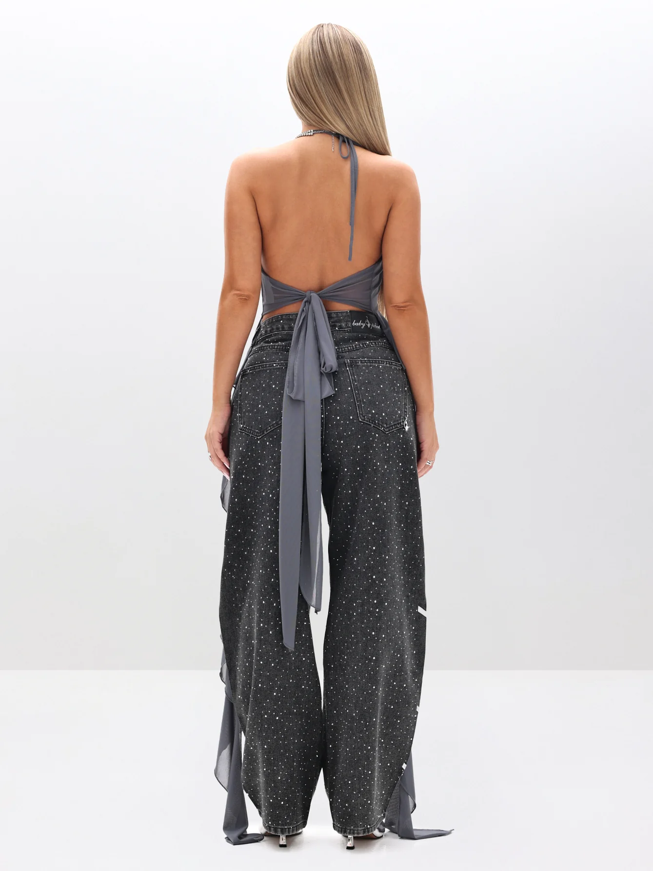 Halter Cami Mesh Waterfall Ruffle Top - Image 6