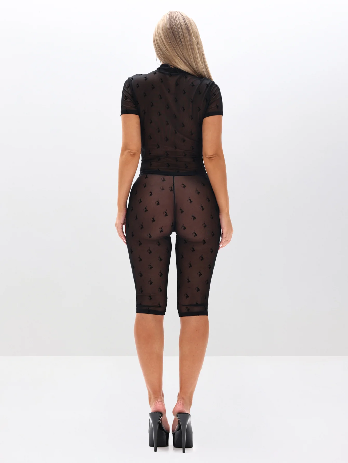 High Neck Short Sleeve Mesh Top - Image 6