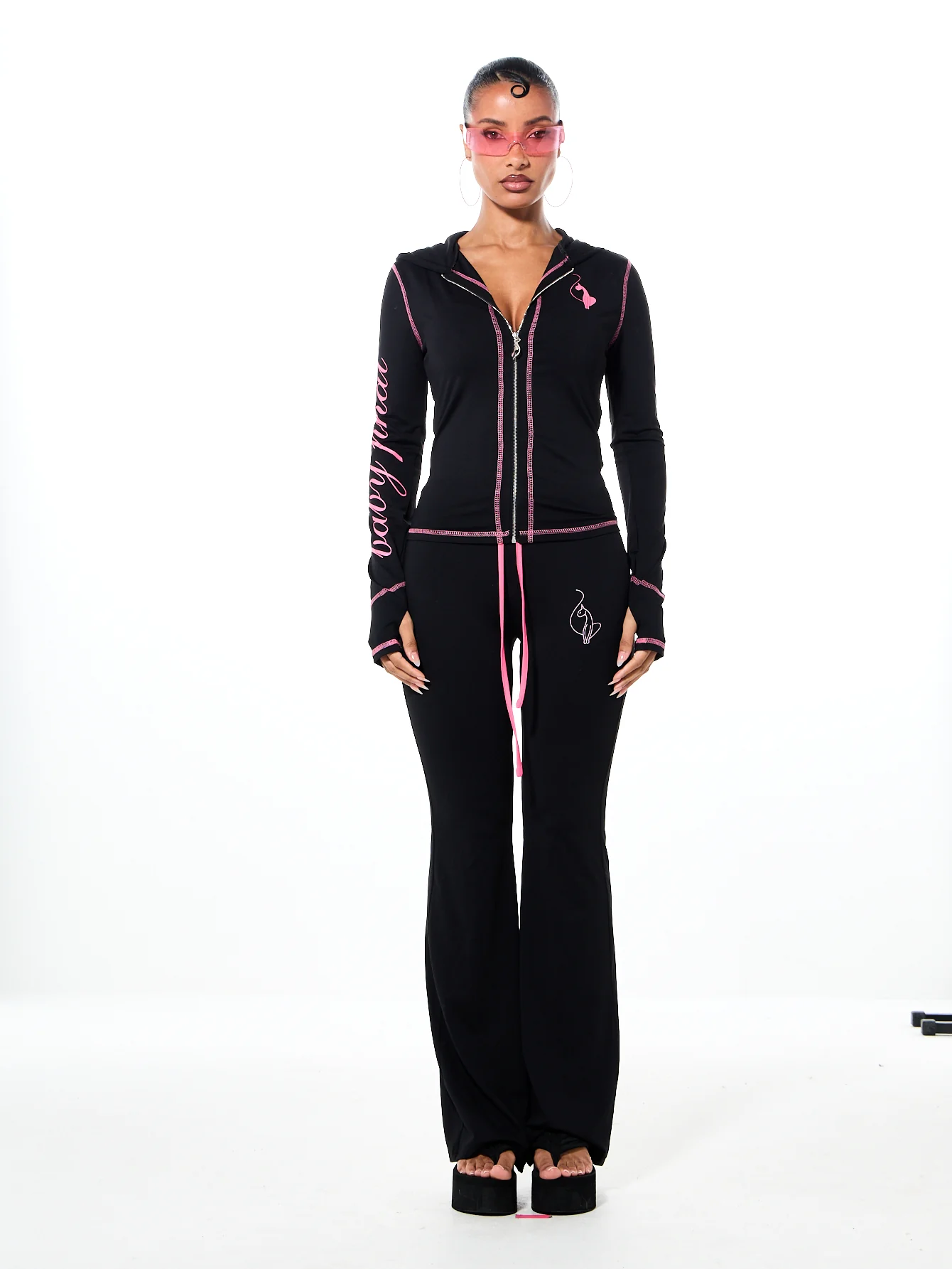 Hooded Jersey Zip Up with Contrast Detail - Image 3