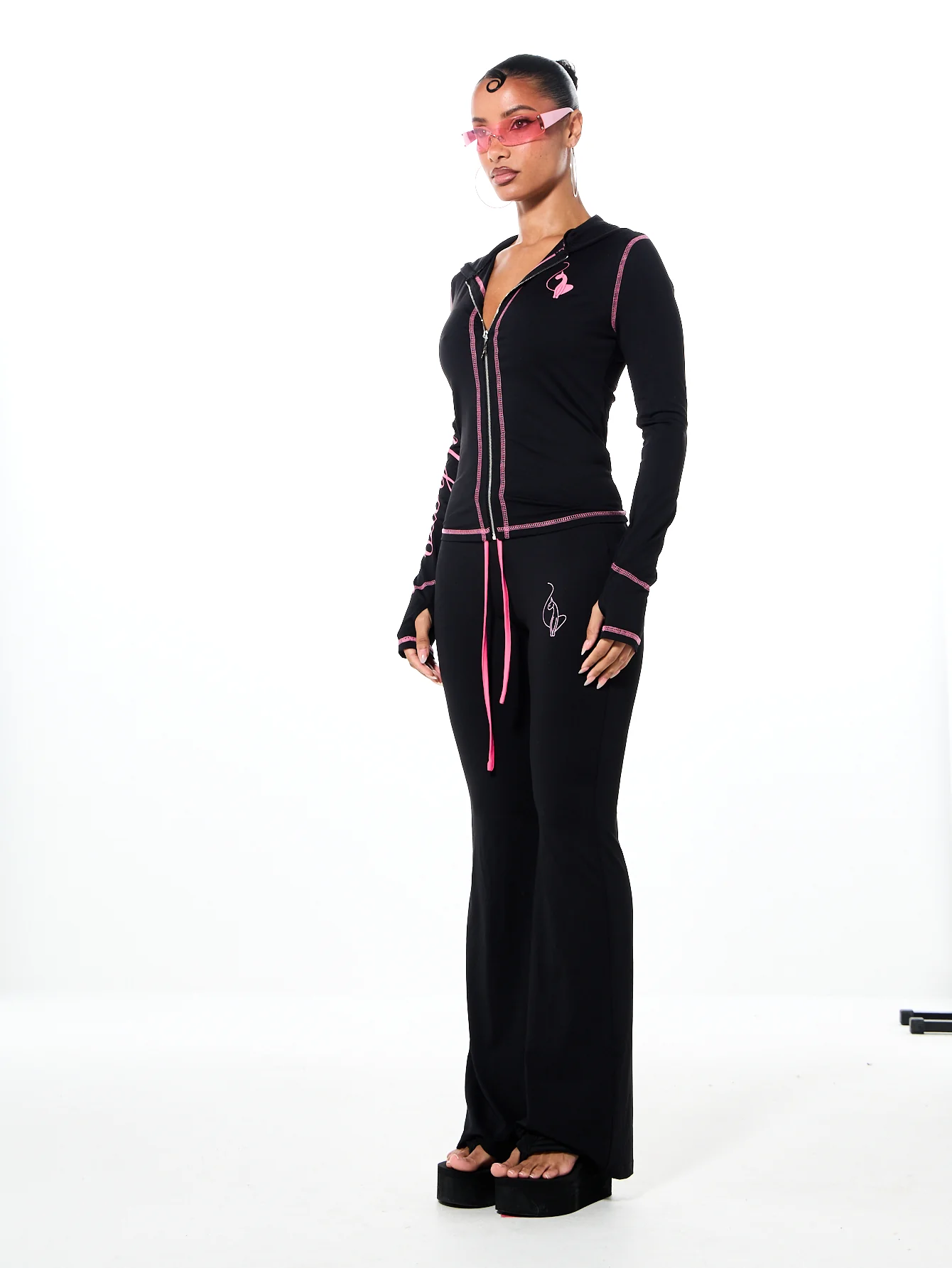 Hooded Jersey Zip Up with Contrast Detail - Image 5