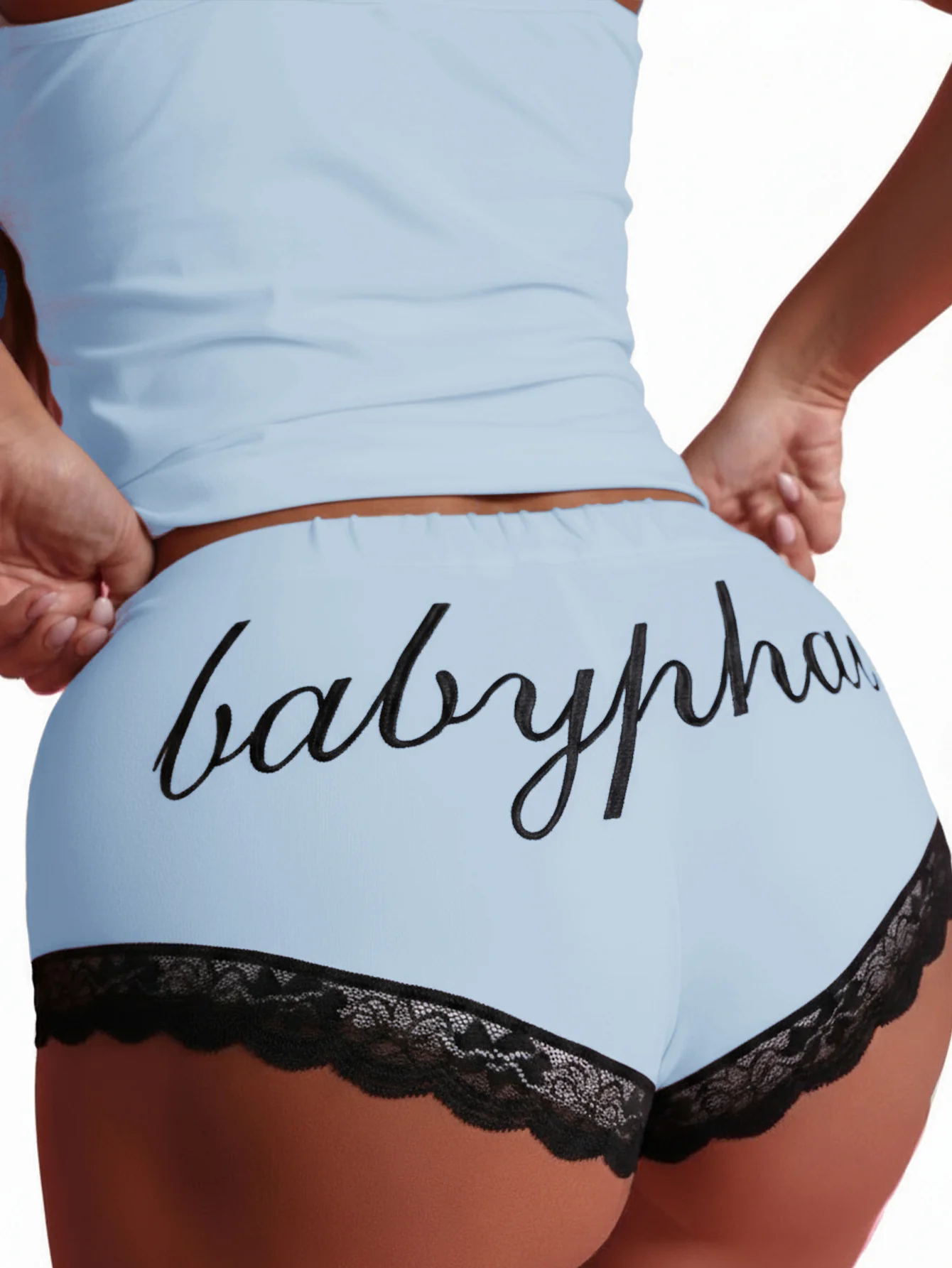 Jersey Lounge Booty Shorts With Lace Trim - Image 6