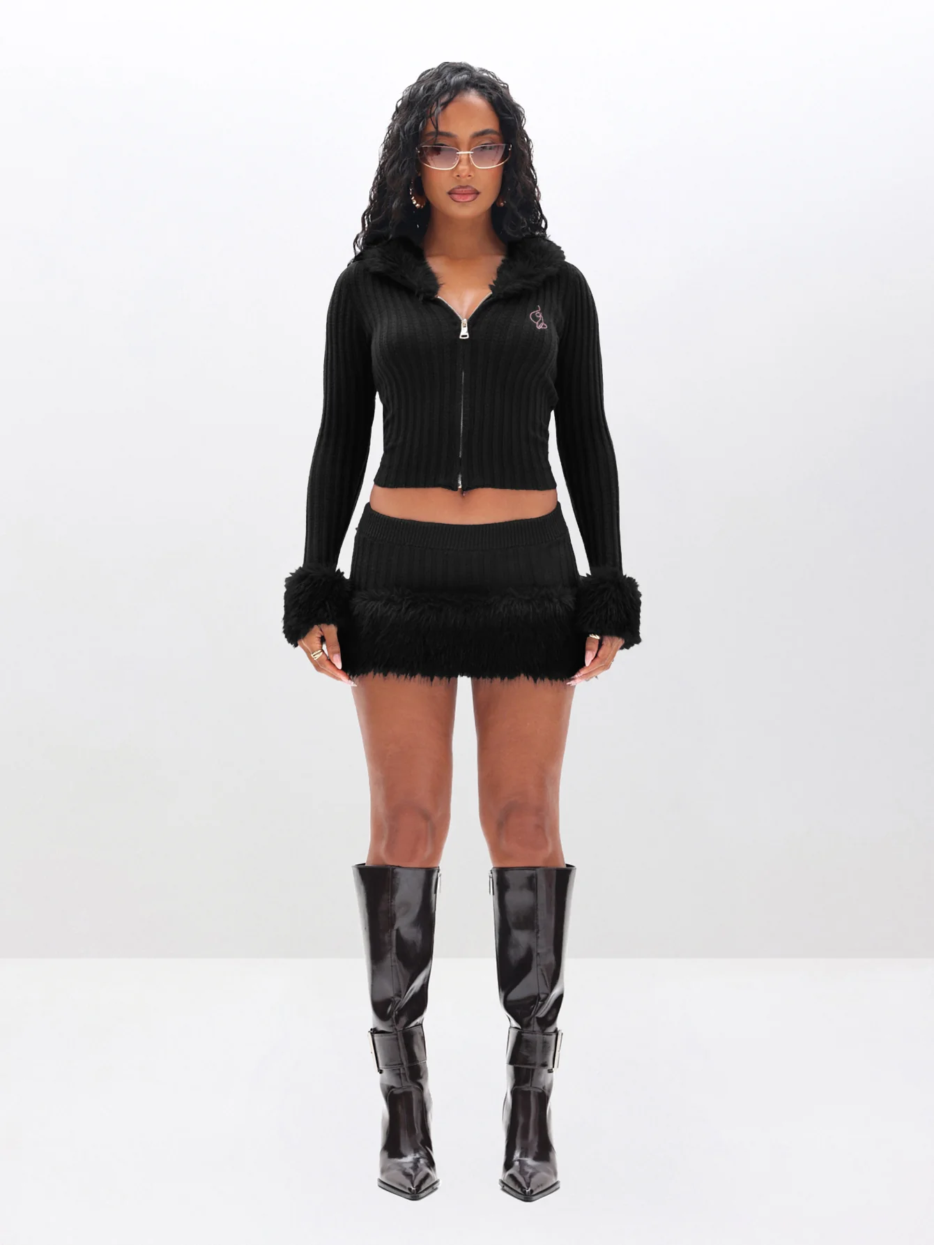 Knit Cardigan With Fur Trim - Image 5