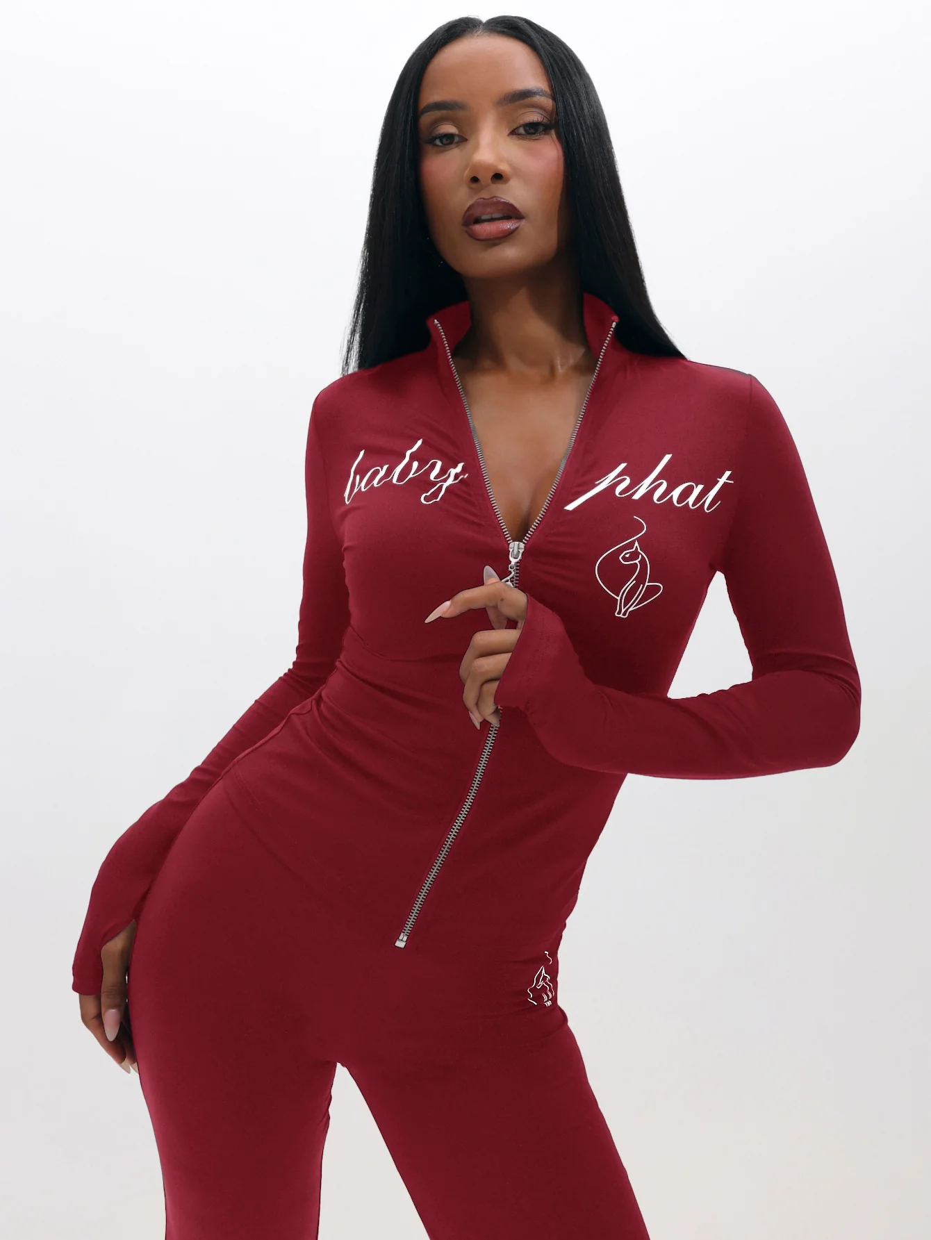 Long Sleeve High Neck Zip Up Top