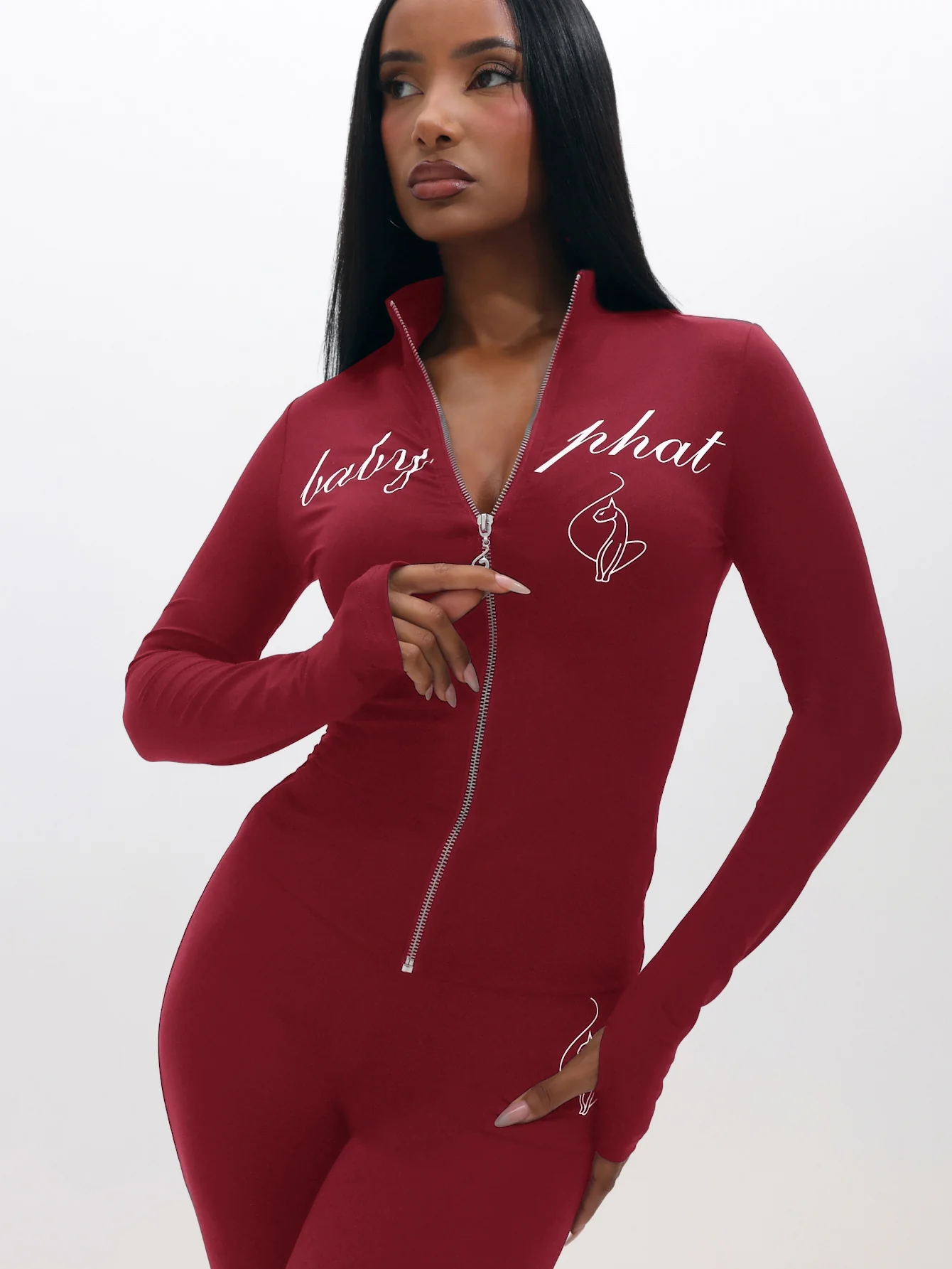 Long Sleeve High Neck Zip Up Top - Image 3
