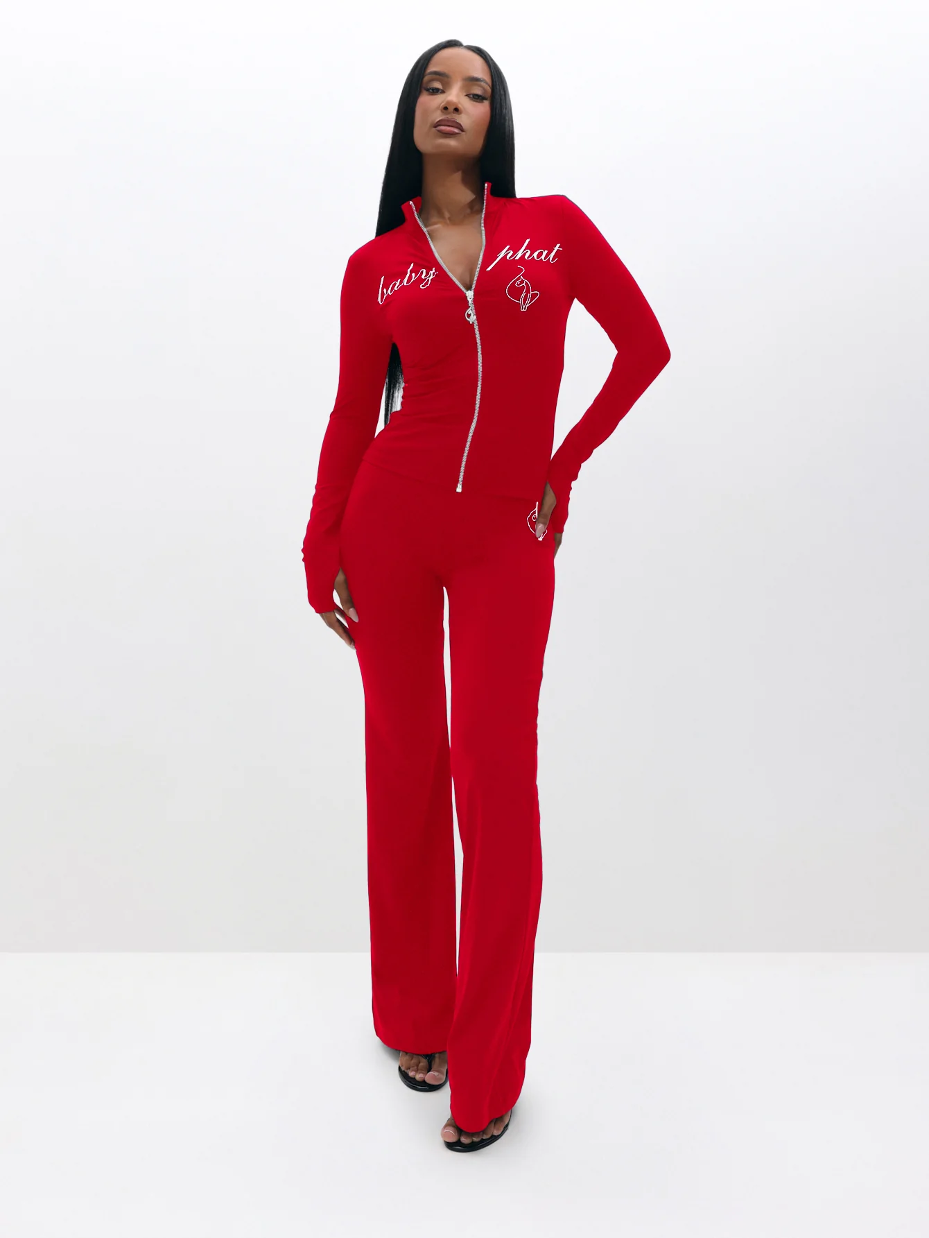 Long Sleeve High Neck Zip Up Top - Image 4
