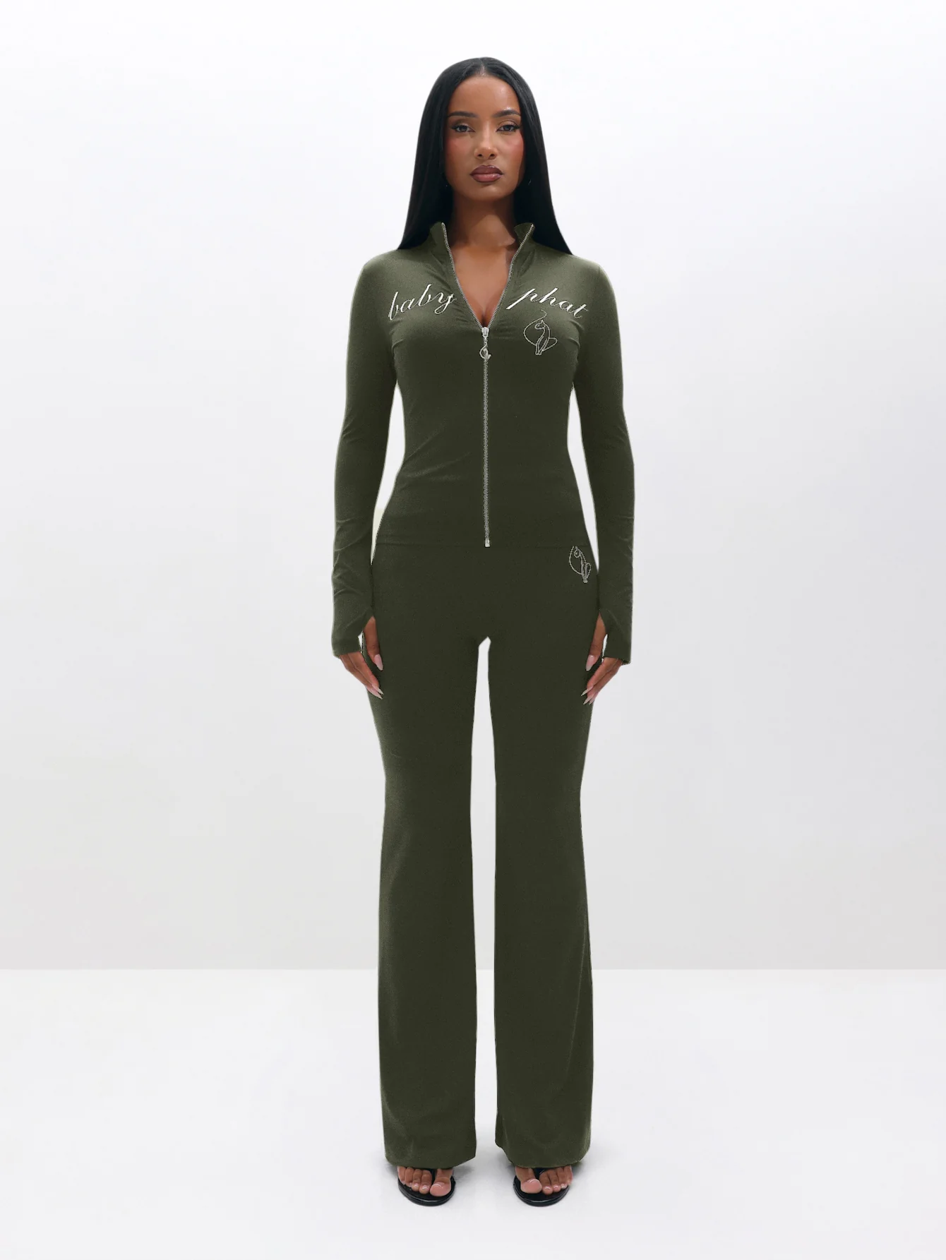 Long Sleeve High Neck Zip Up Top - Image 5
