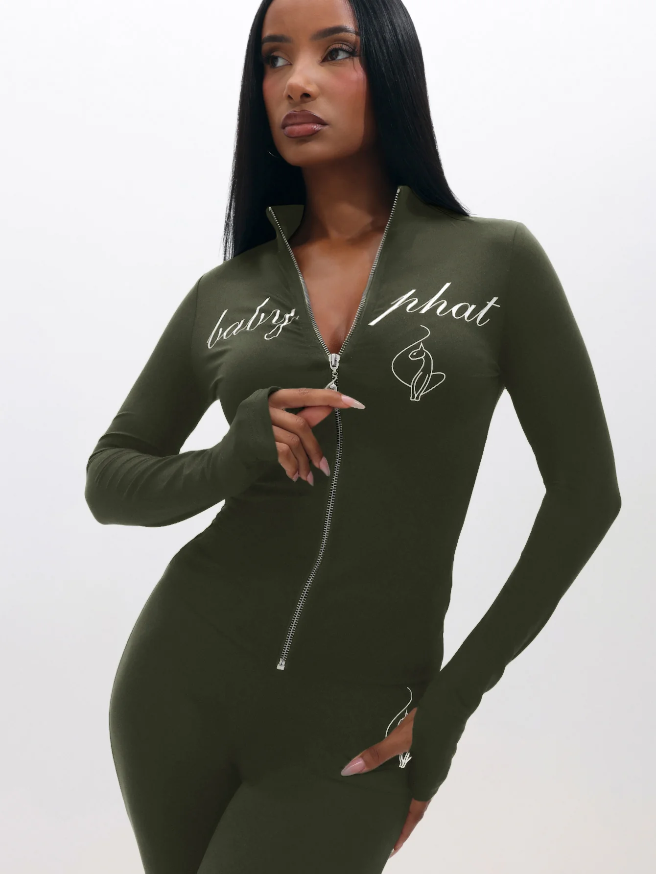 Long Sleeve High Neck Zip Up Top - Image 8