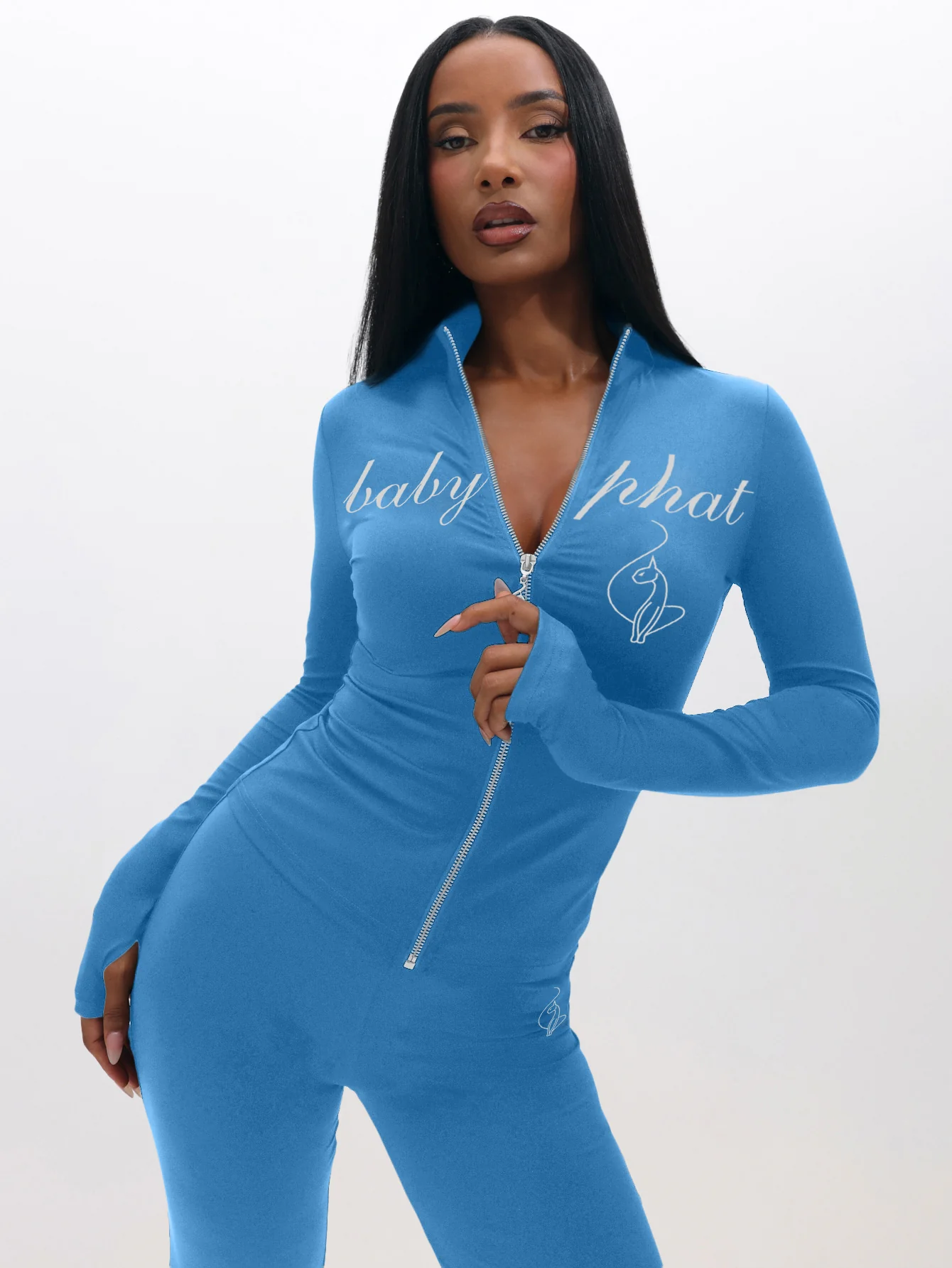 Long Sleeve High Neck Zip Up Top