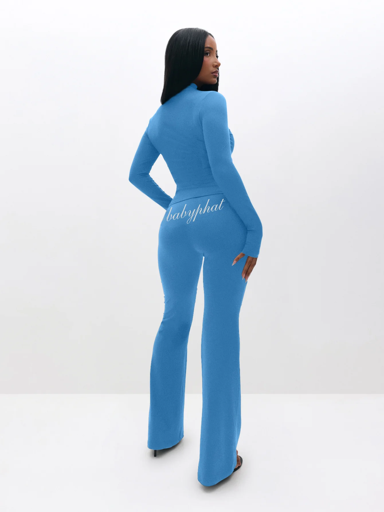 Long Sleeve High Neck Zip Up Top - Image 4