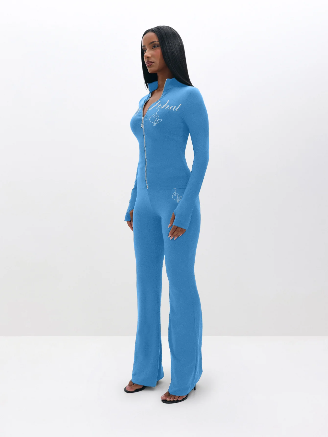 Long Sleeve High Neck Zip Up Top - Image 6