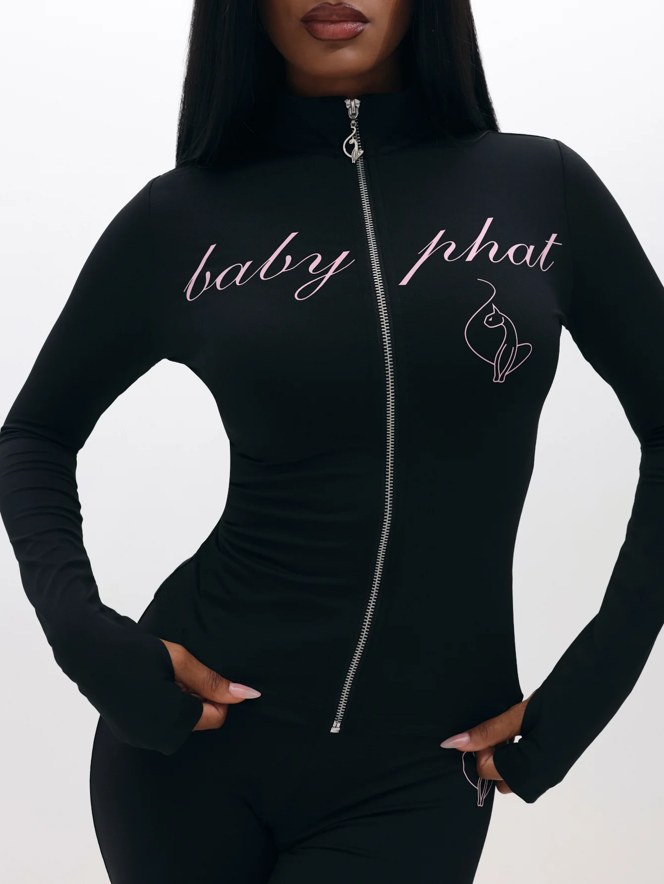 Long Sleeve High Neck Zip Up Top - Image 4