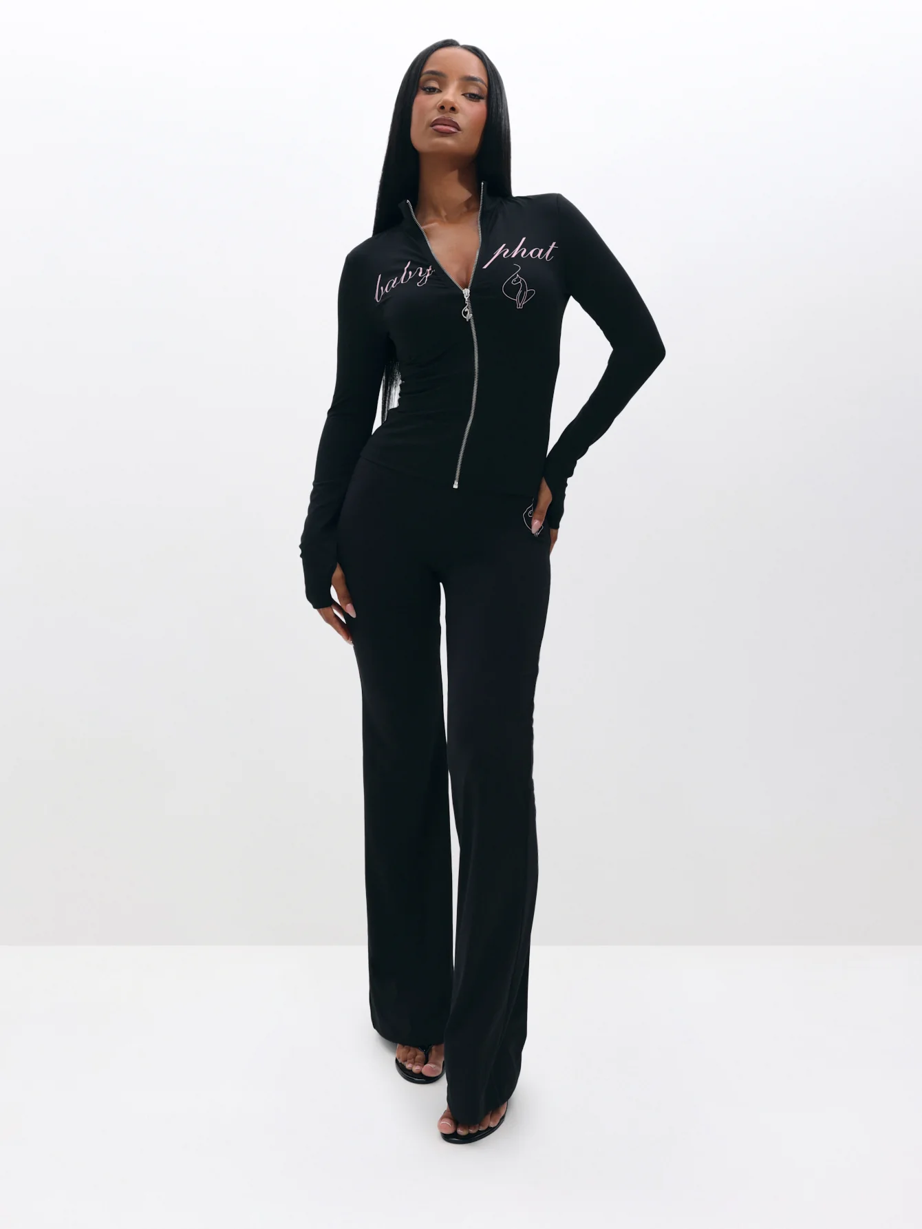 Long Sleeve High Neck Zip Up Top - Image 5
