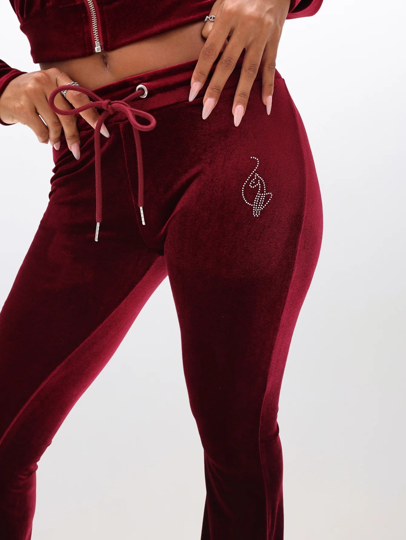 Low Rise Velour Sweatpant with Rhinestones - Image 6