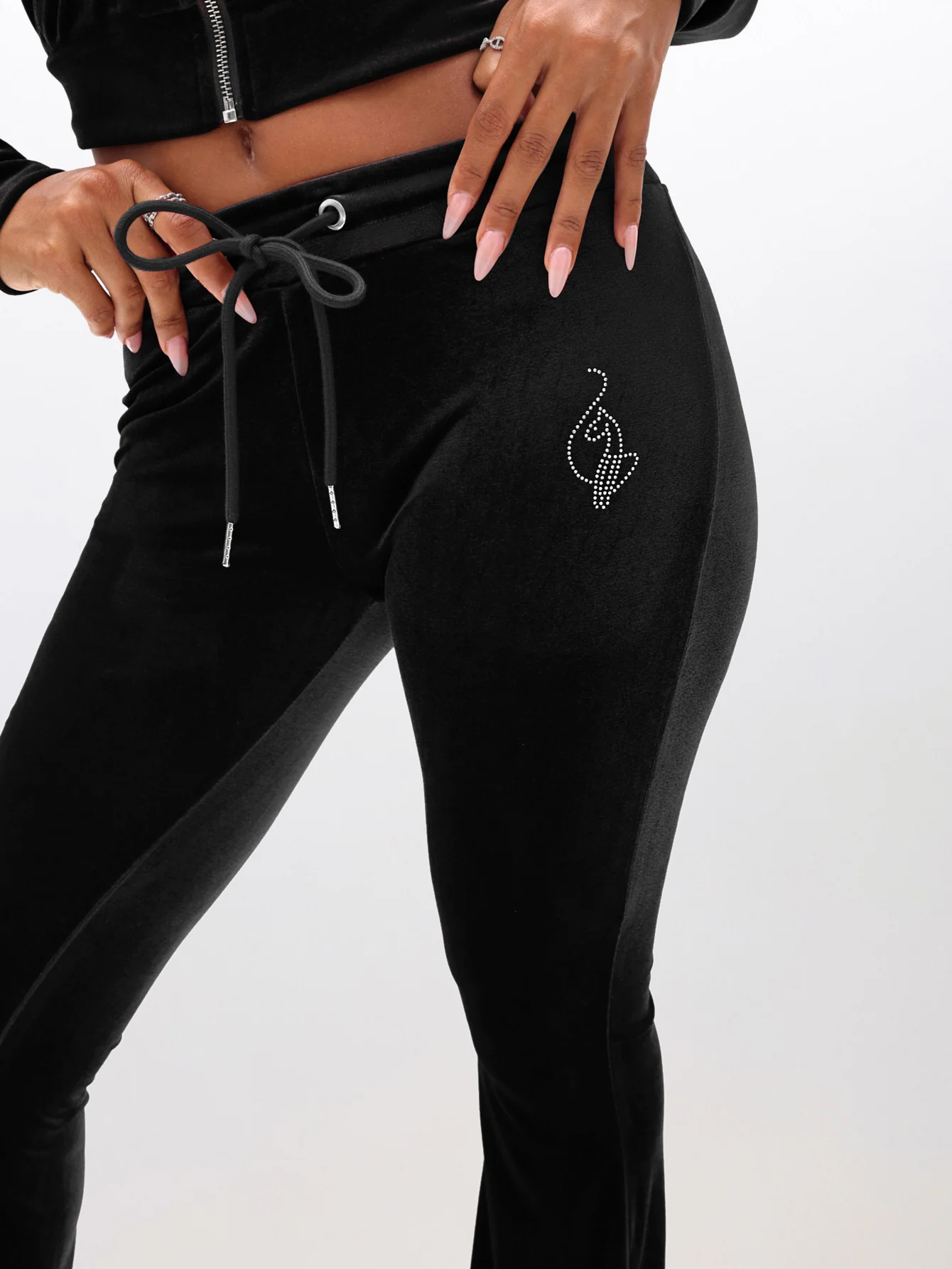 Low Rise Velour Sweatpants With Rhinestones - Image 7