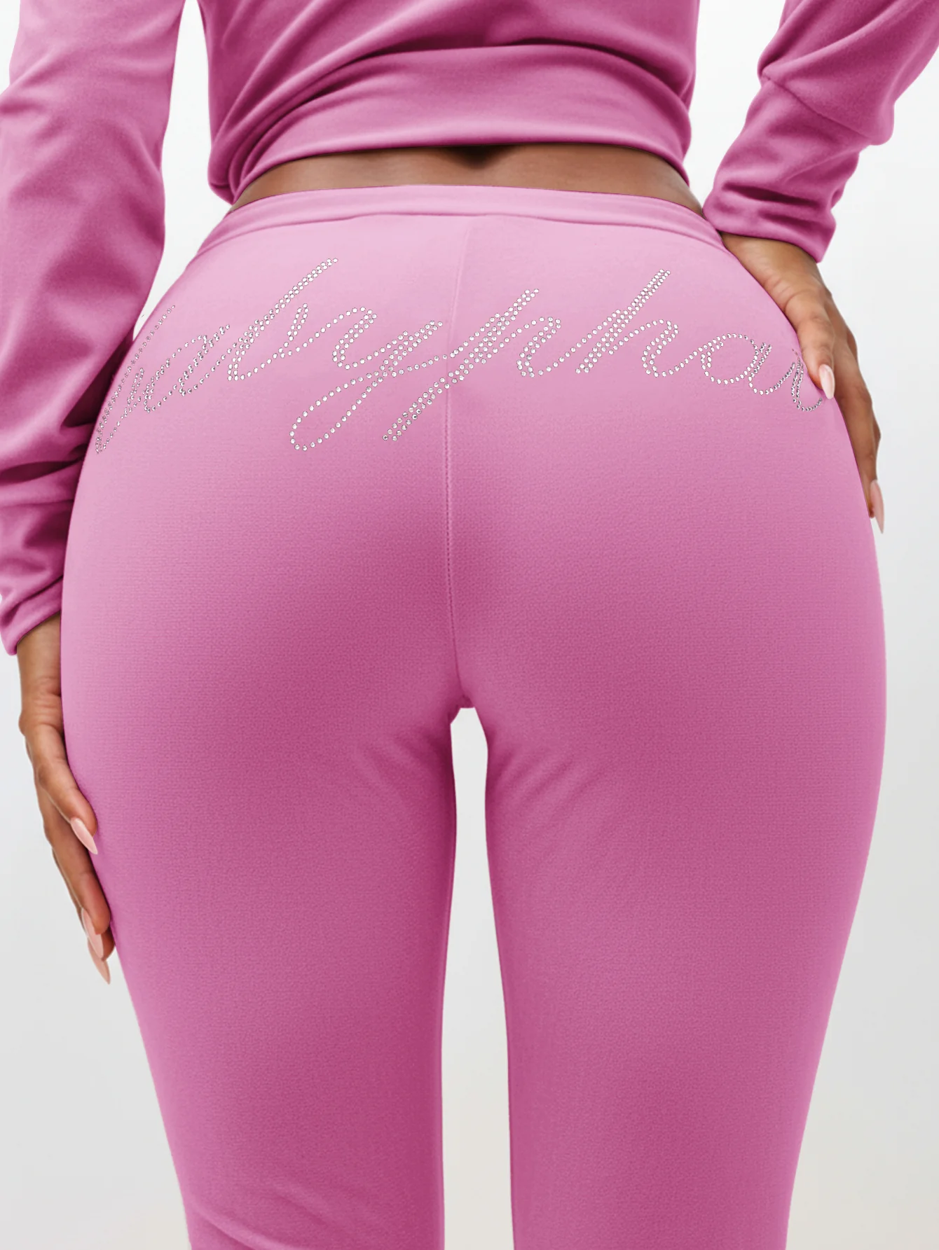 Low Rise Velour Sweatpants With Rhinestones - Image 7