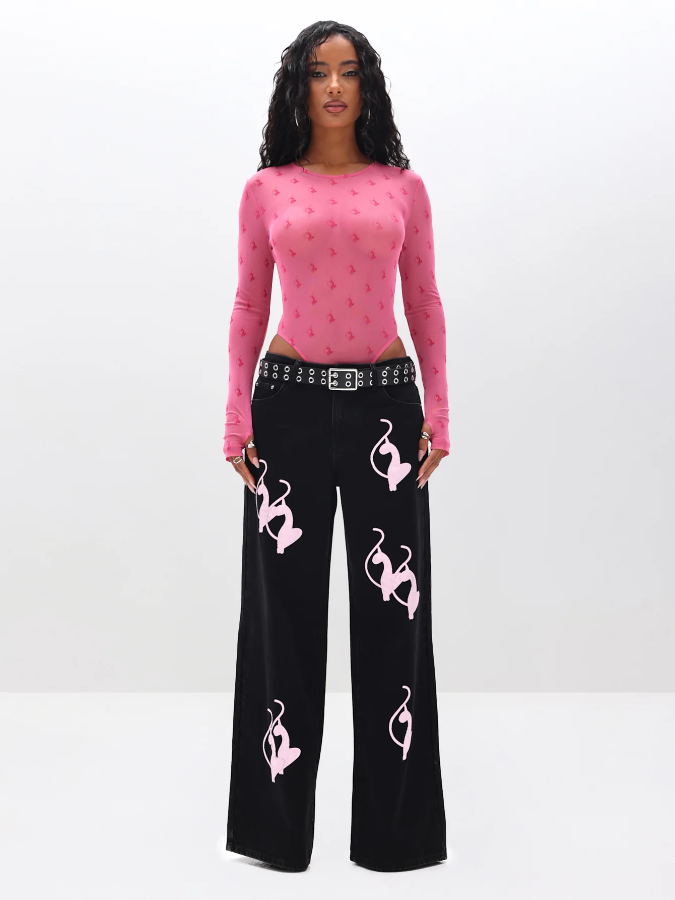 Mesh Long Sleeve Bodysuit - Image 2