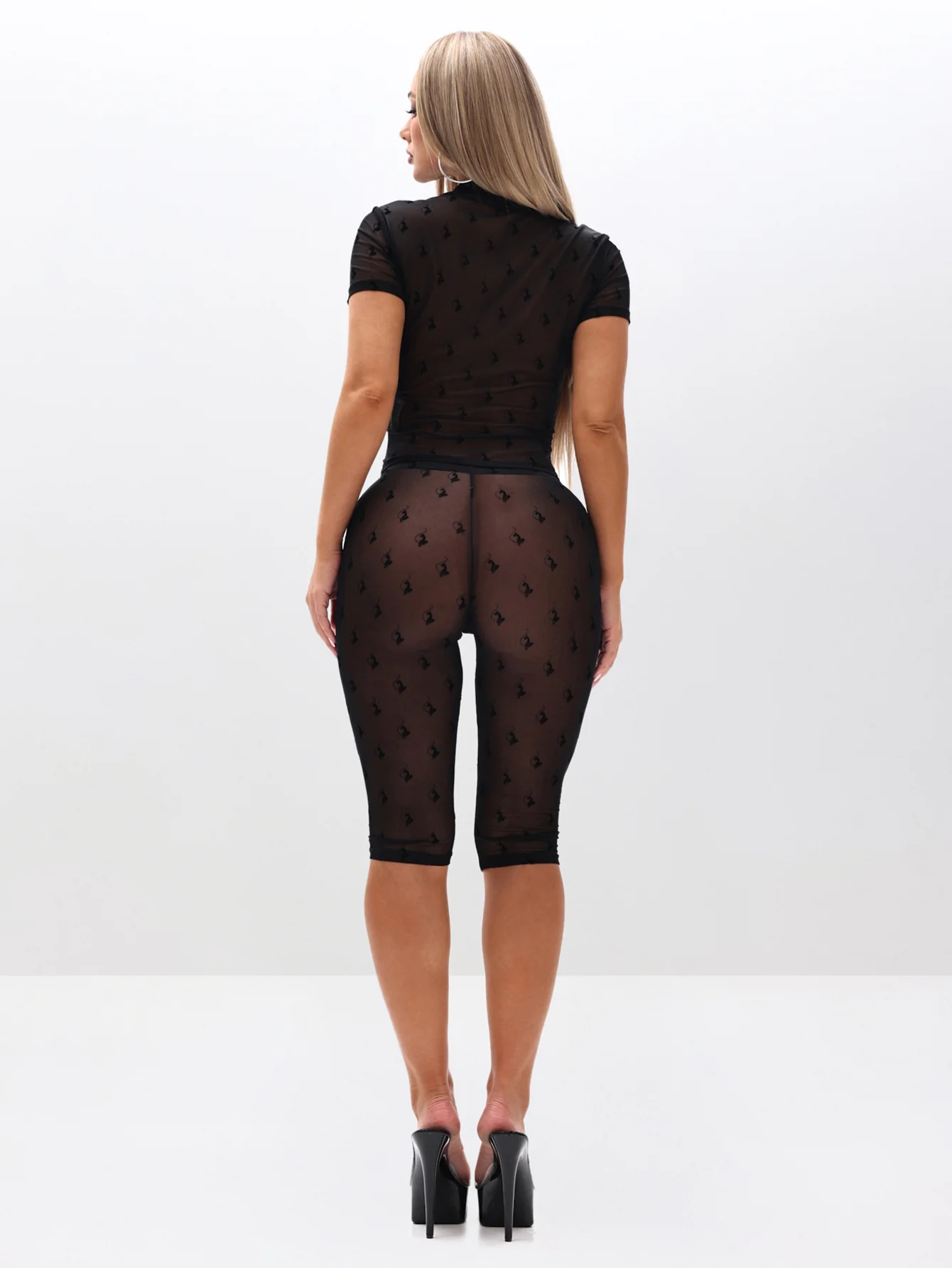 Mesh Sheer Capri Leggings - Image 4