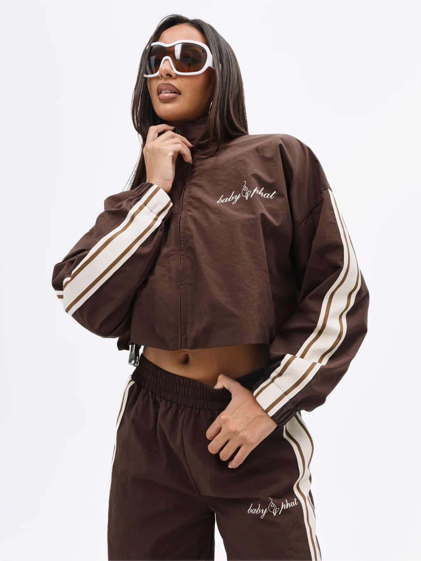 Nylon Zip Up With Stripe Contrast