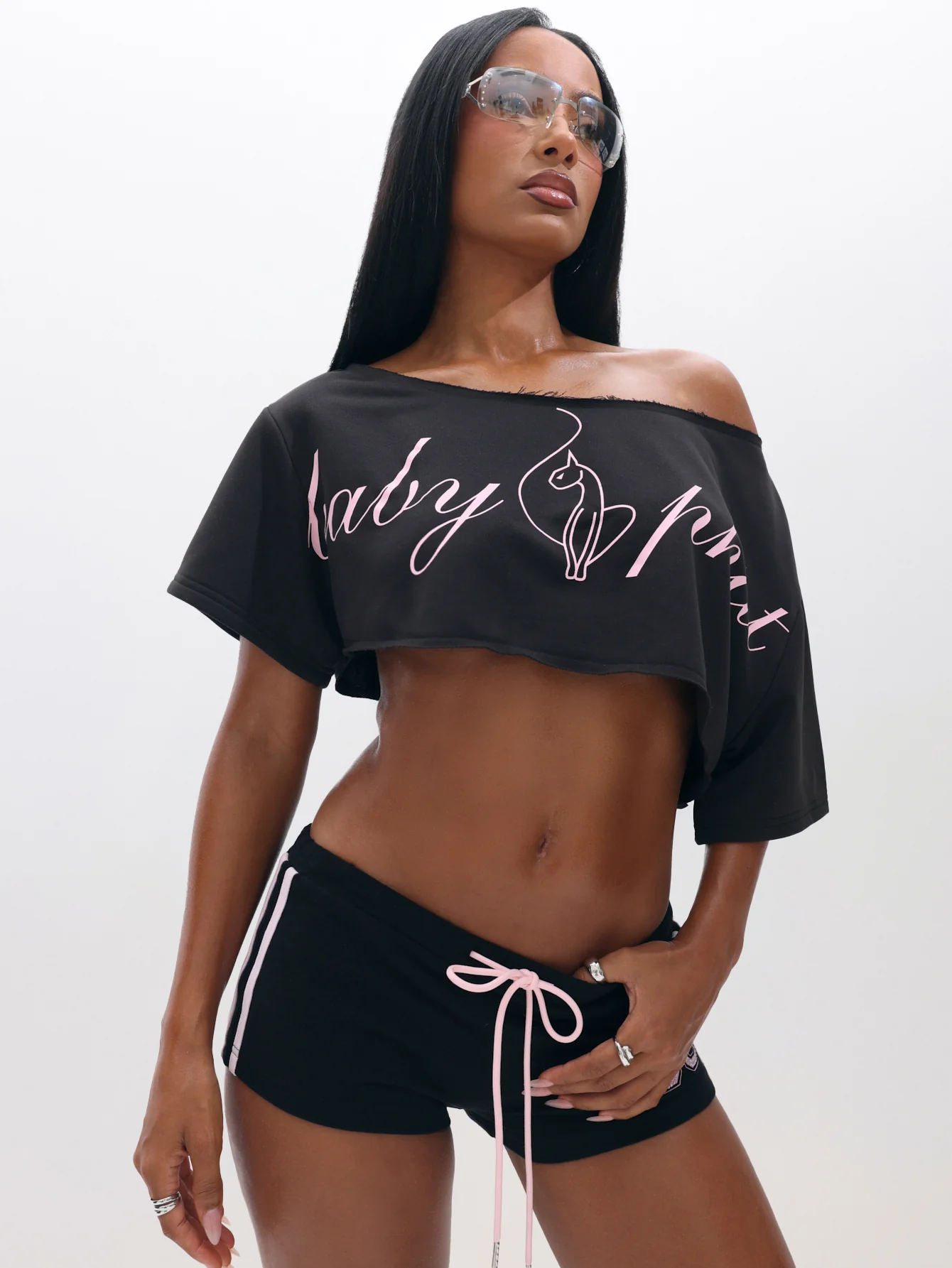 One Shoulder Cropped Sweat Top - Image 3