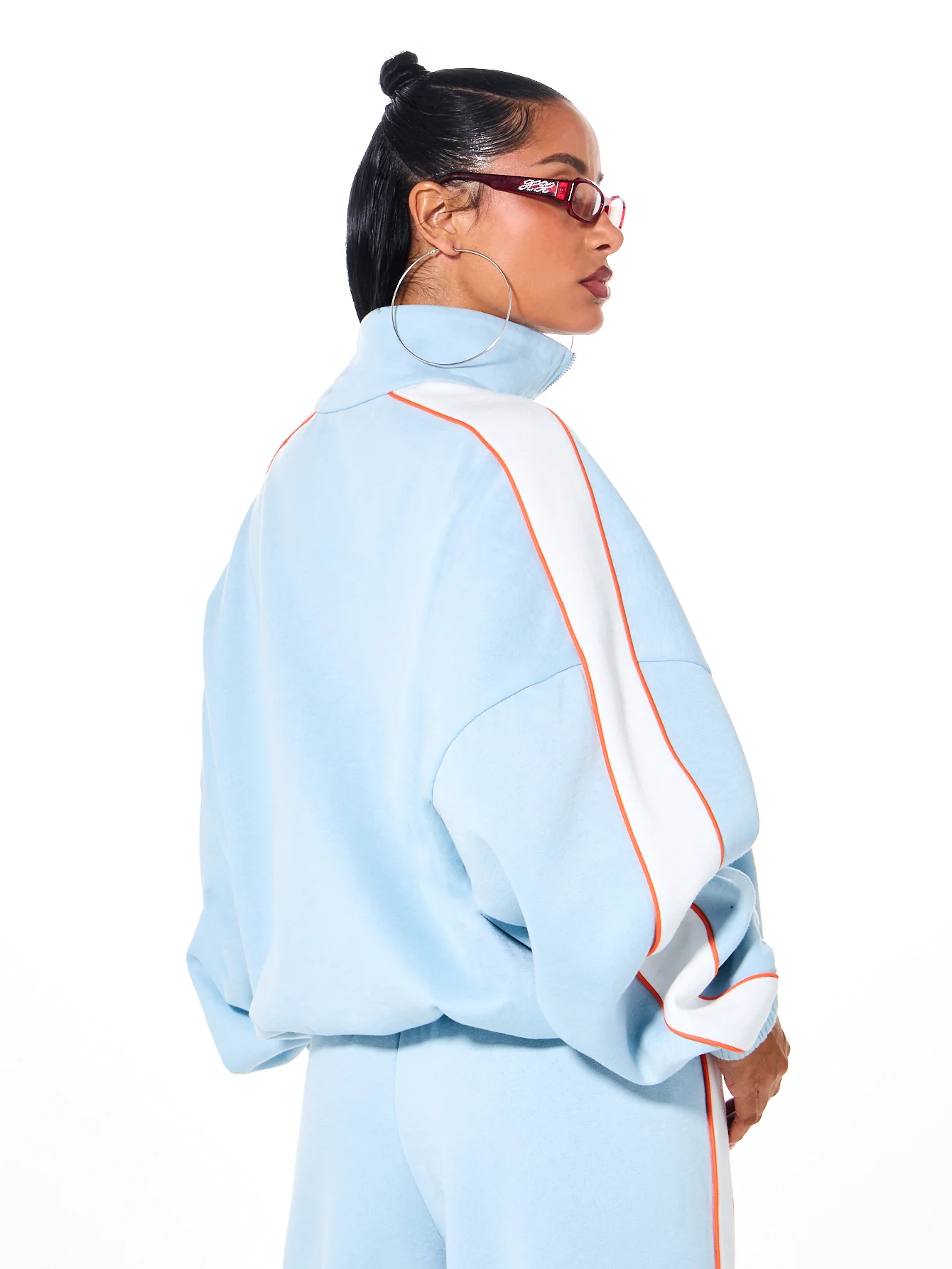 Oversized Funnel Neck Velour Zip Up - Image 2