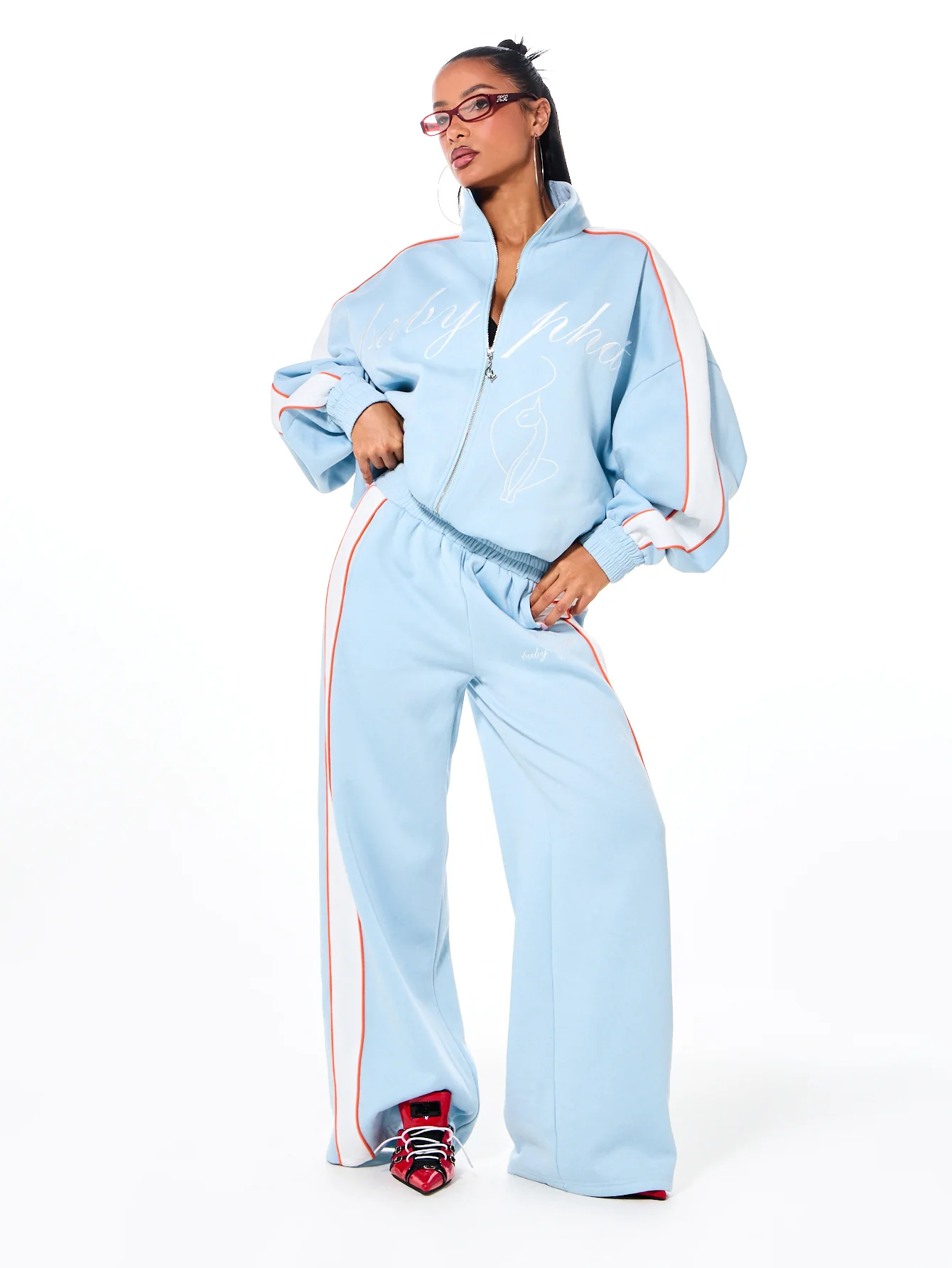 Oversized Funnel Neck Velour Zip Up - Image 3