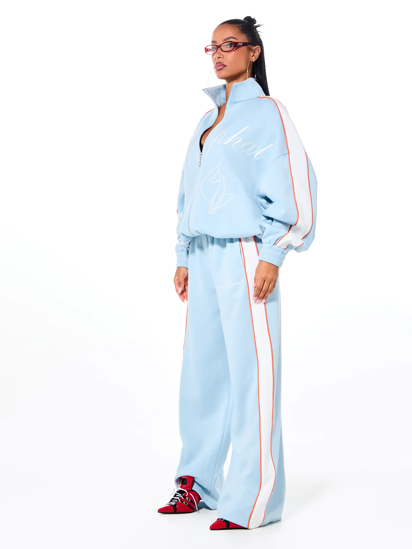 Oversized Funnel Neck Velour Zip Up - Image 5
