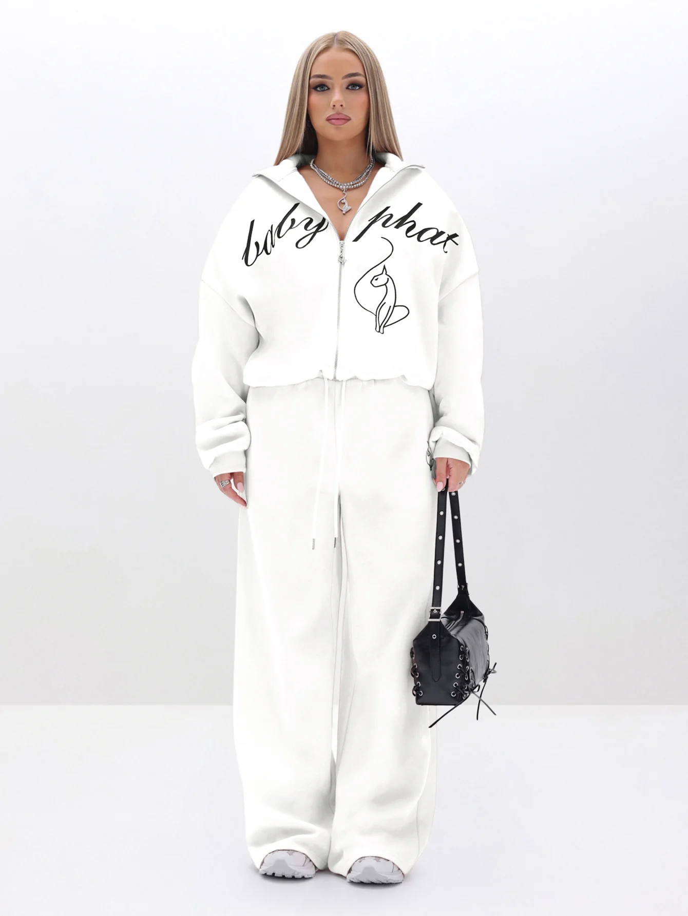 Oversized High Neck Zip Up Sweatshirt - Image 3