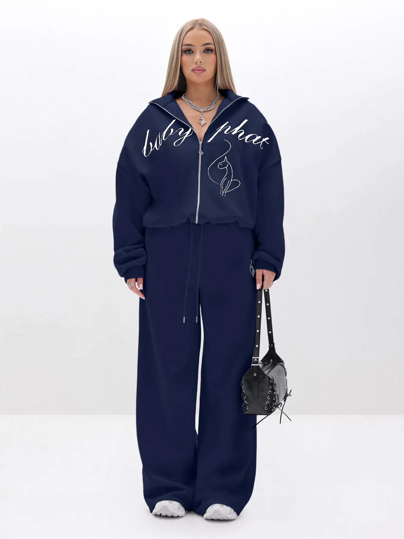 Oversized High Neck Zip Up Sweatshirt - Image 6