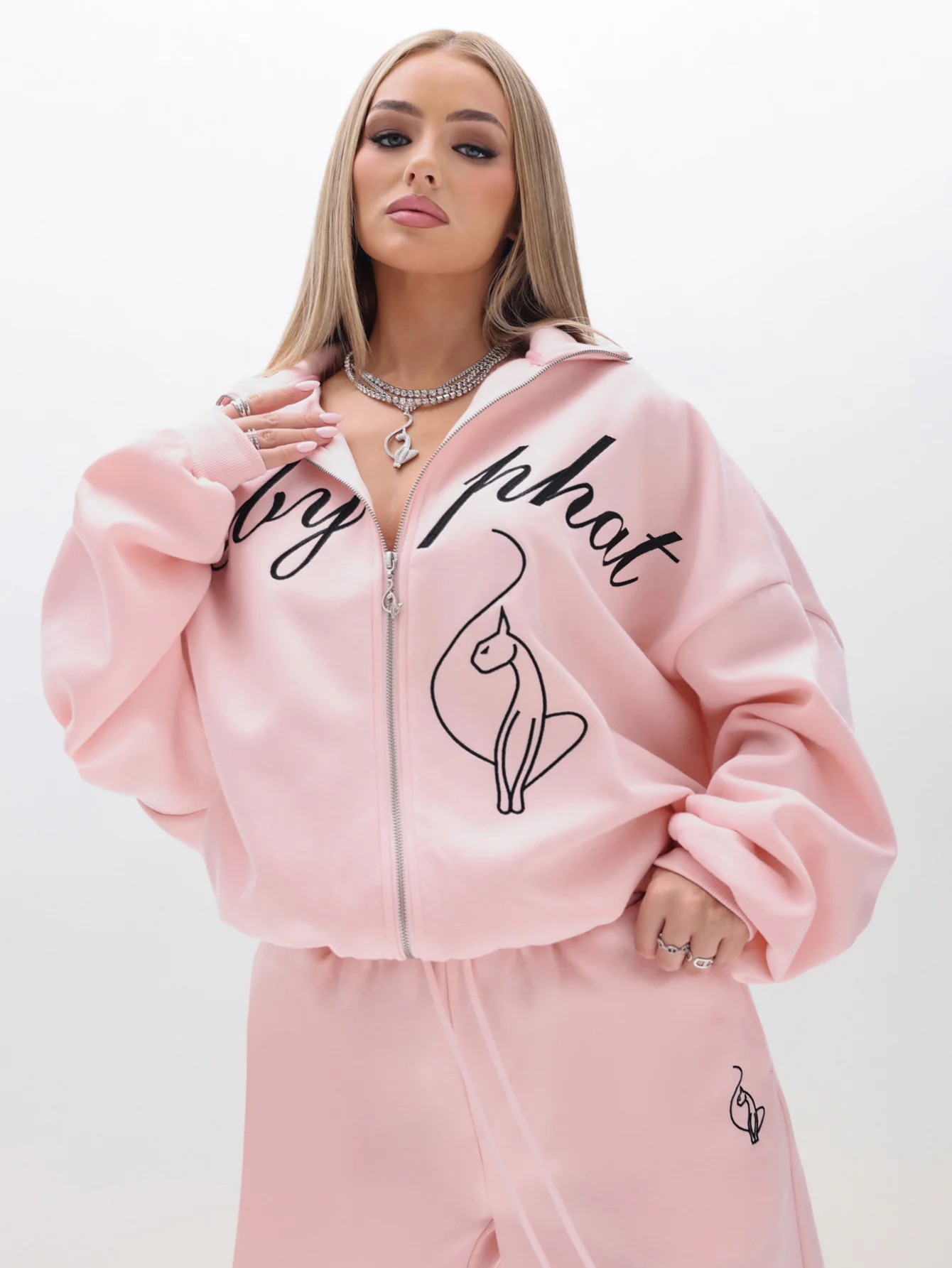 Oversized High Neck Zip Up Sweatshirt - Image 3