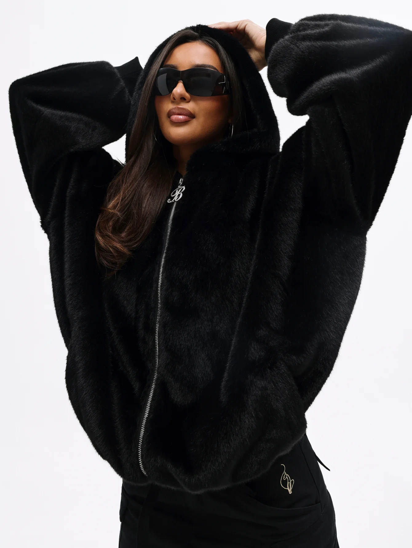 Oversized Hooded Faux Fur Jacket - Image 5