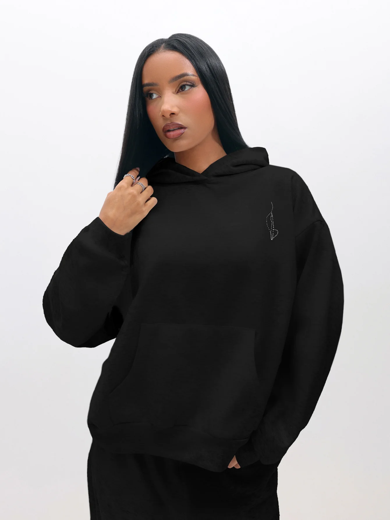 Oversized Hoodie With Rhinestones - Image 5