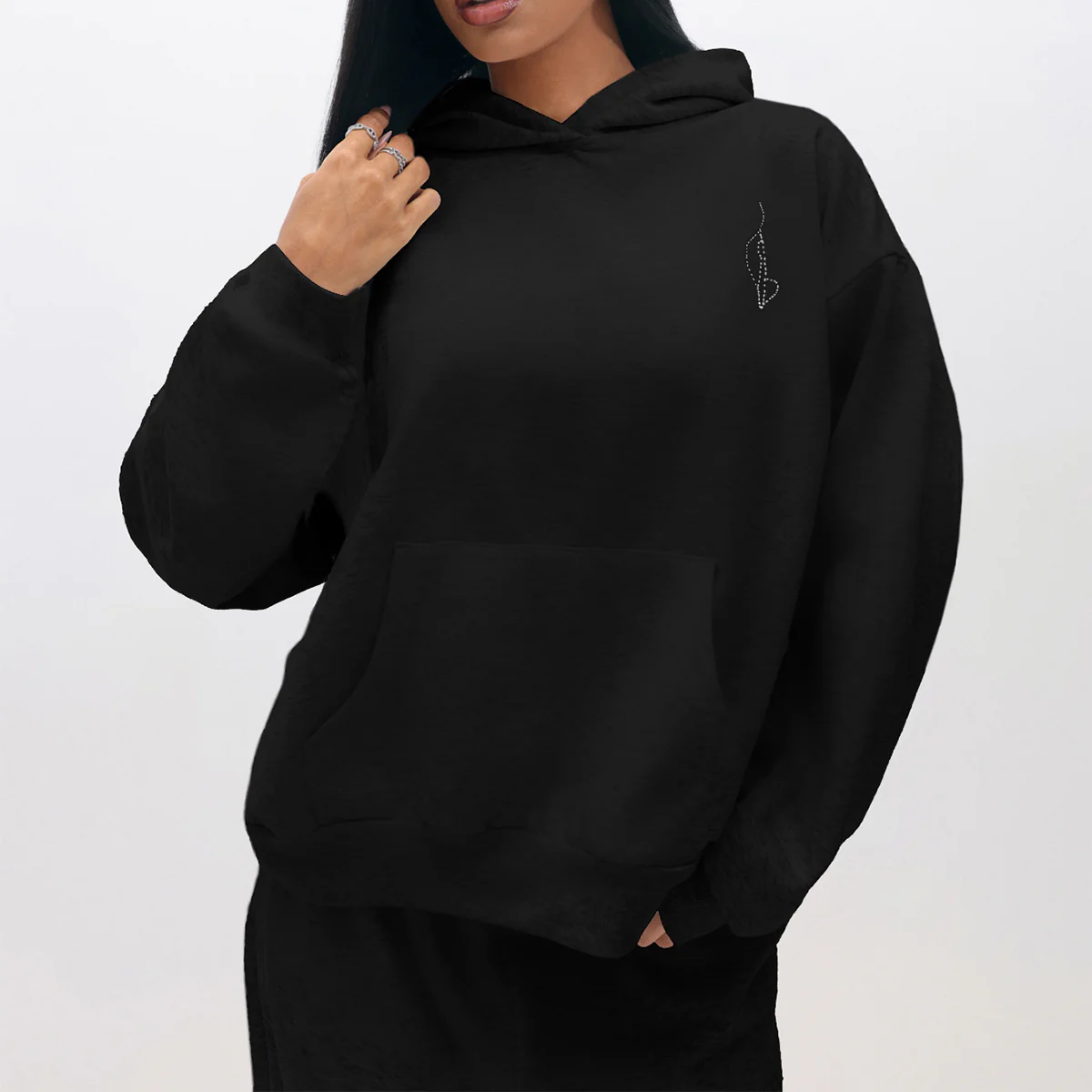 Oversized Hoodie With Rhinestones - Image 6