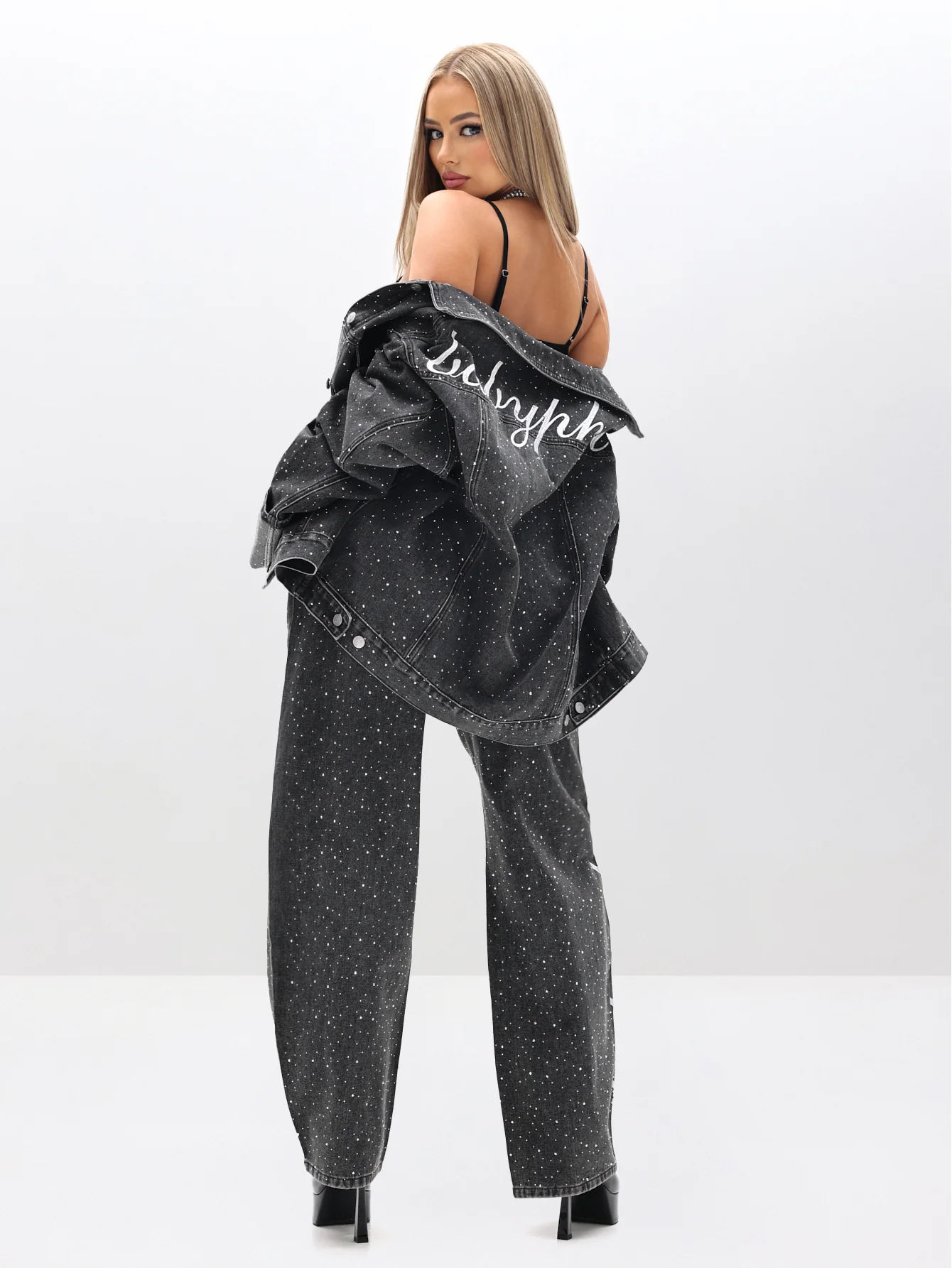 Oversized Rhinestone Denim Jacket - Image 3