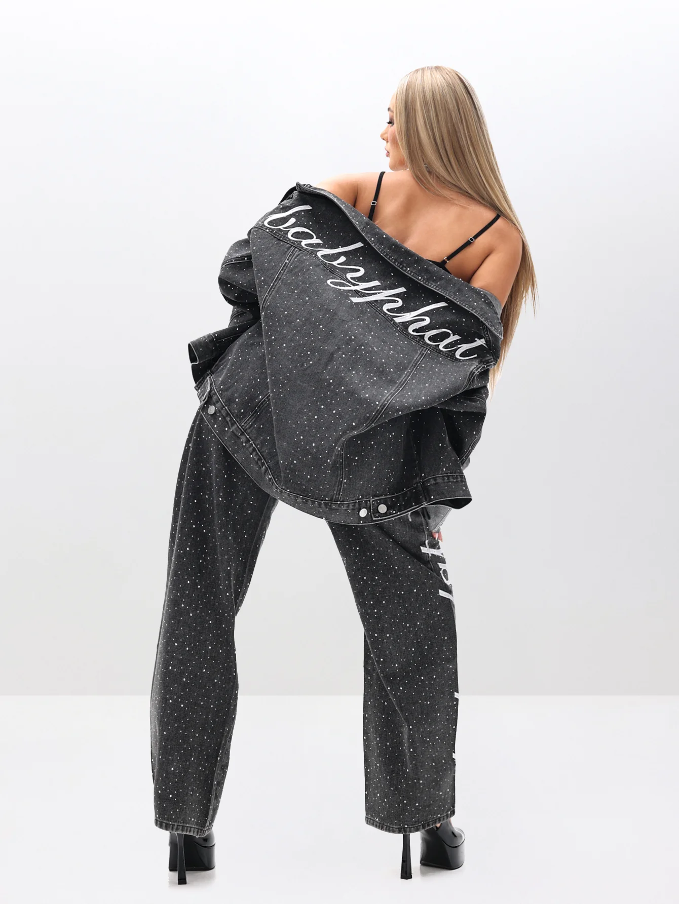 Oversized Rhinestone Denim Jacket - Image 8
