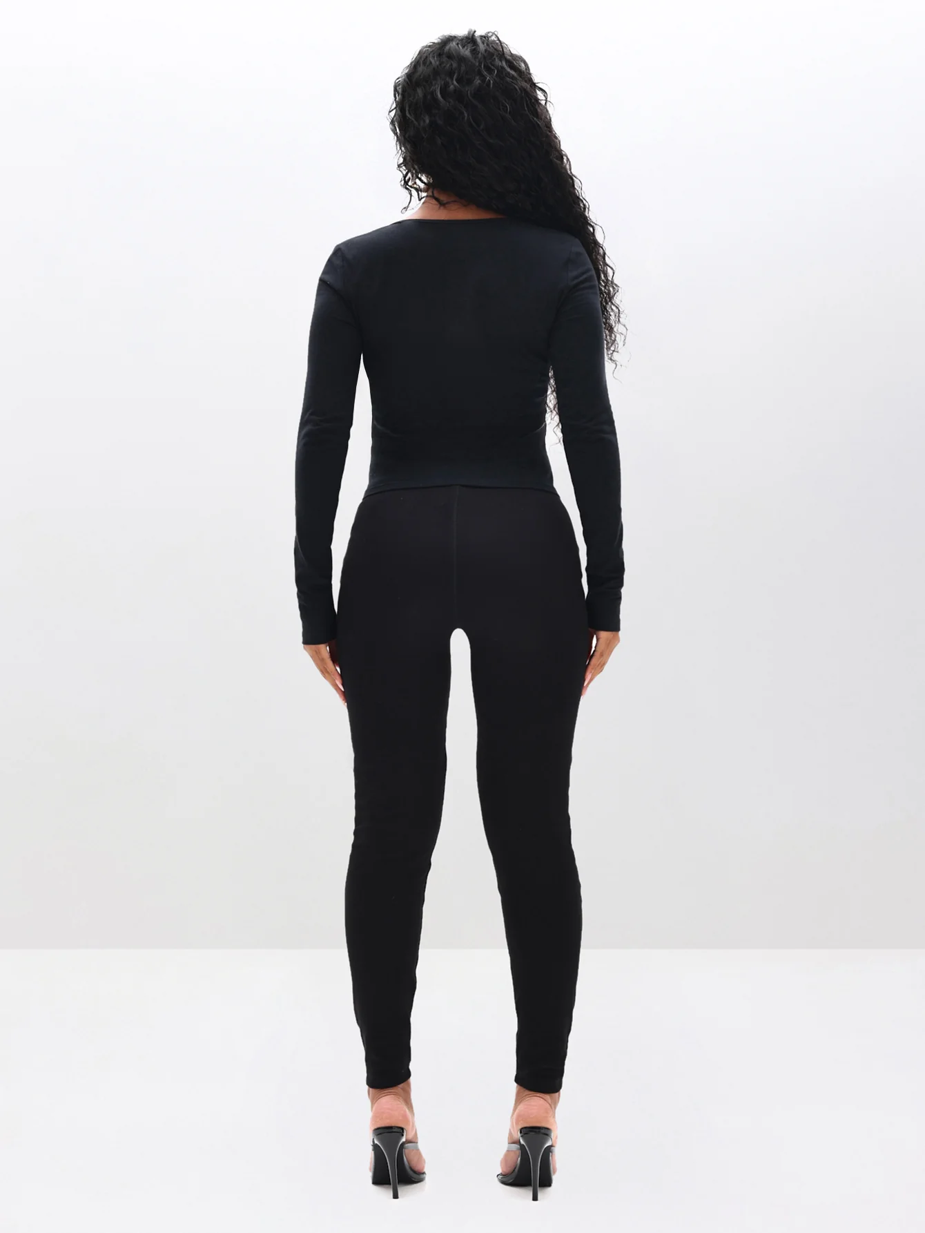 Rhinestone Logo Notch Neck Long Sleeve - Image 8